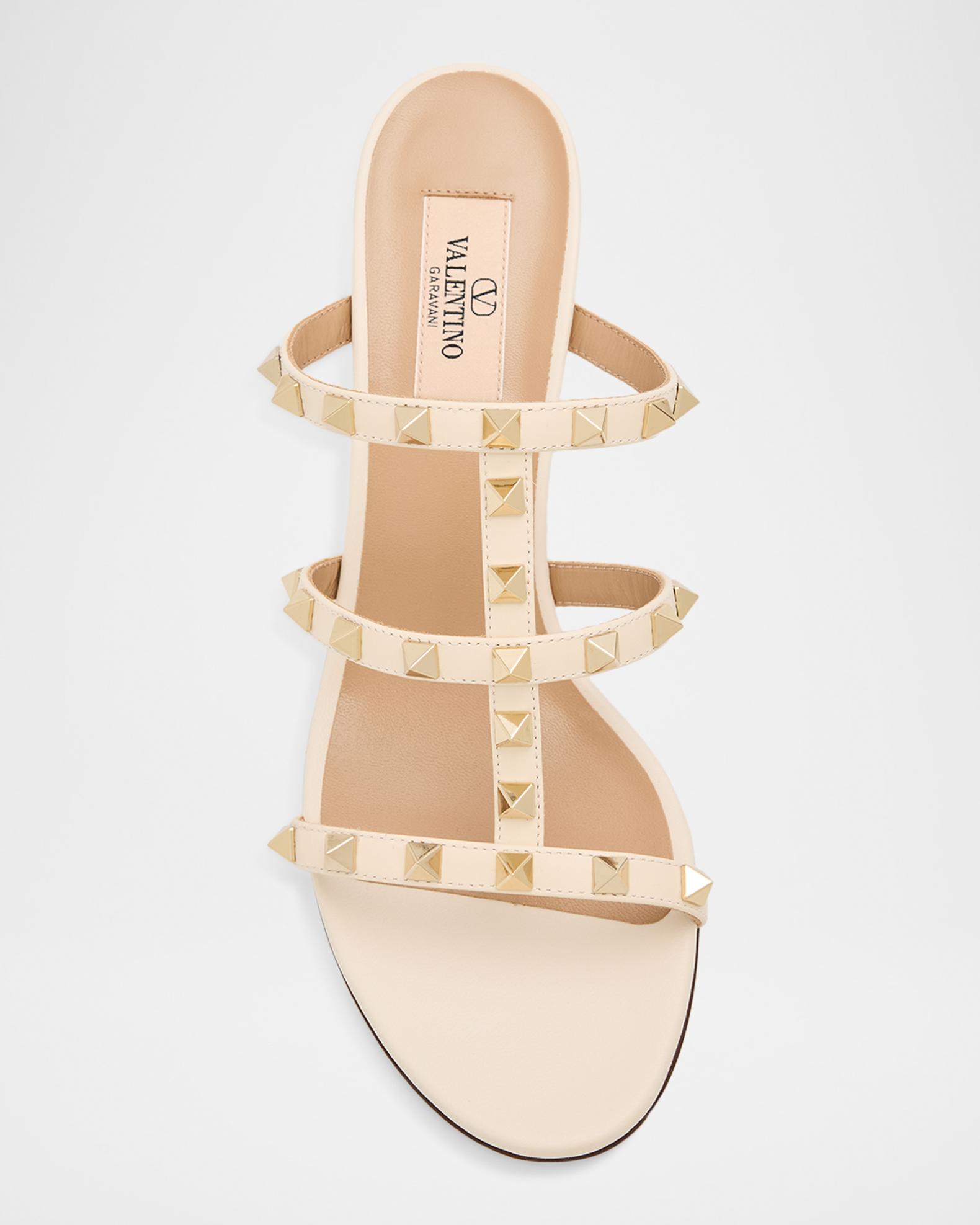 Valentino Garavani 60mm Rockstud Caged Block-Heel Slide Sandals