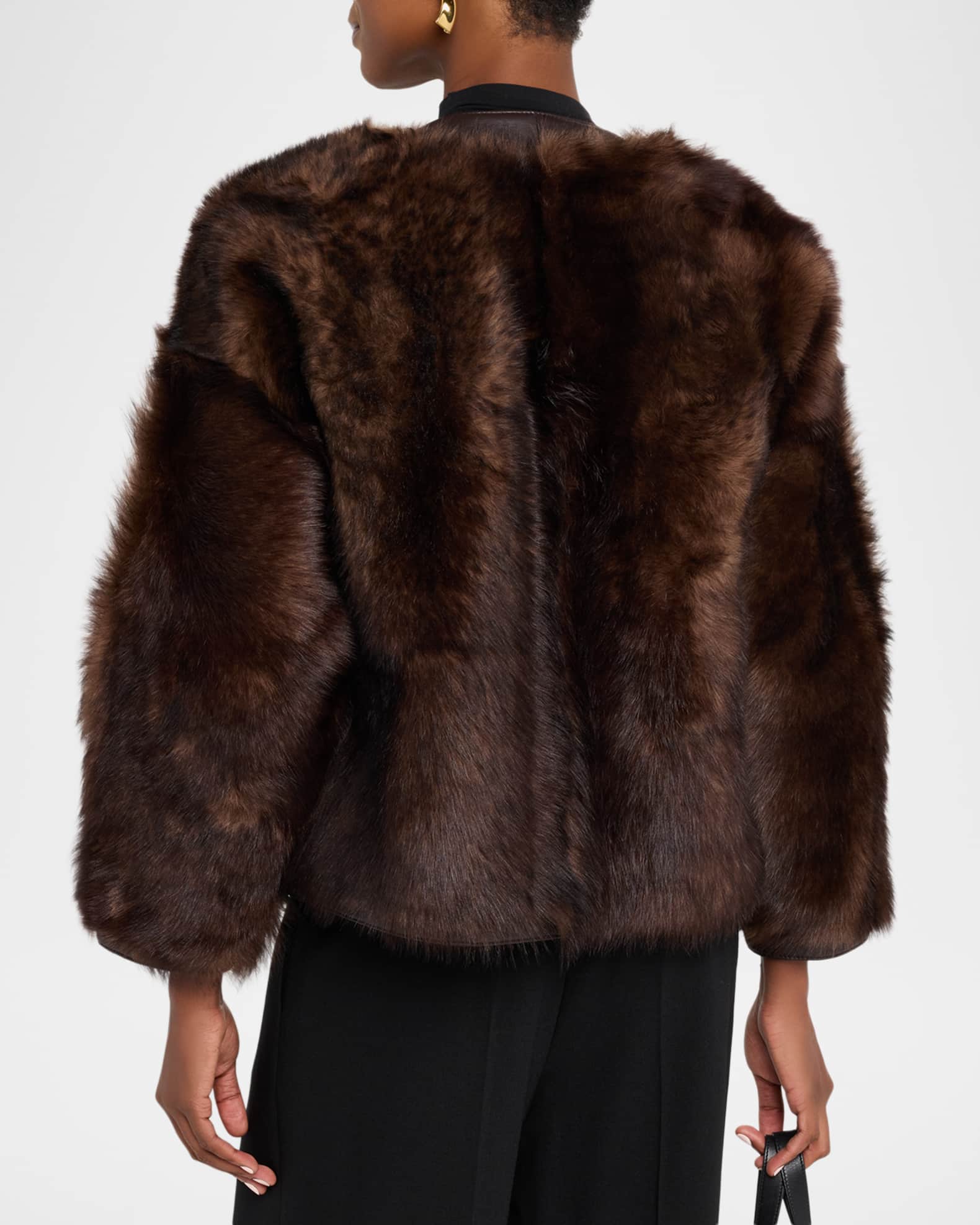 Loewe Lamb Shearling V-Neck Cardigan | Neiman Marcus