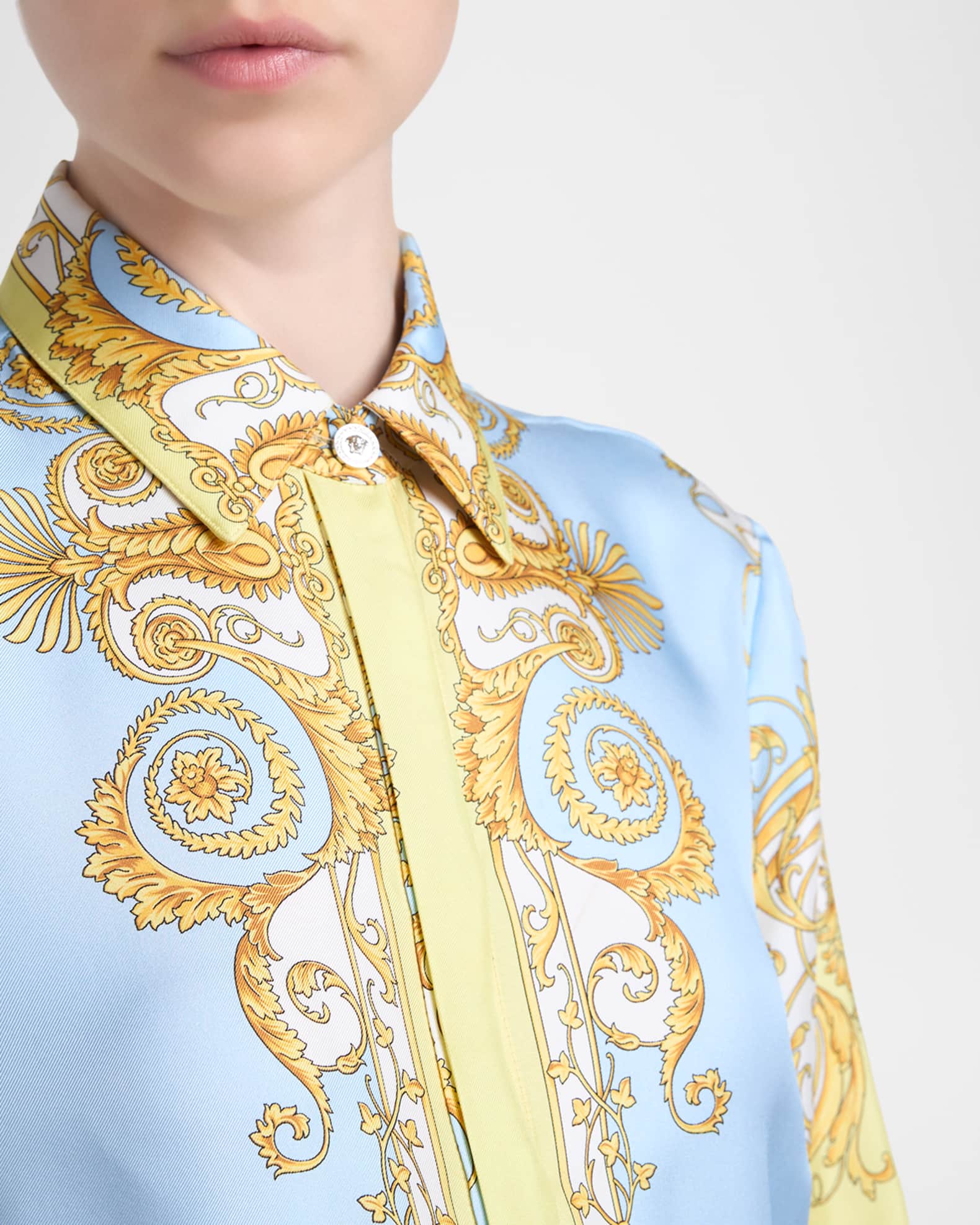 Versace Spring Barocco Silk Twill Shirt | Neiman Marcus