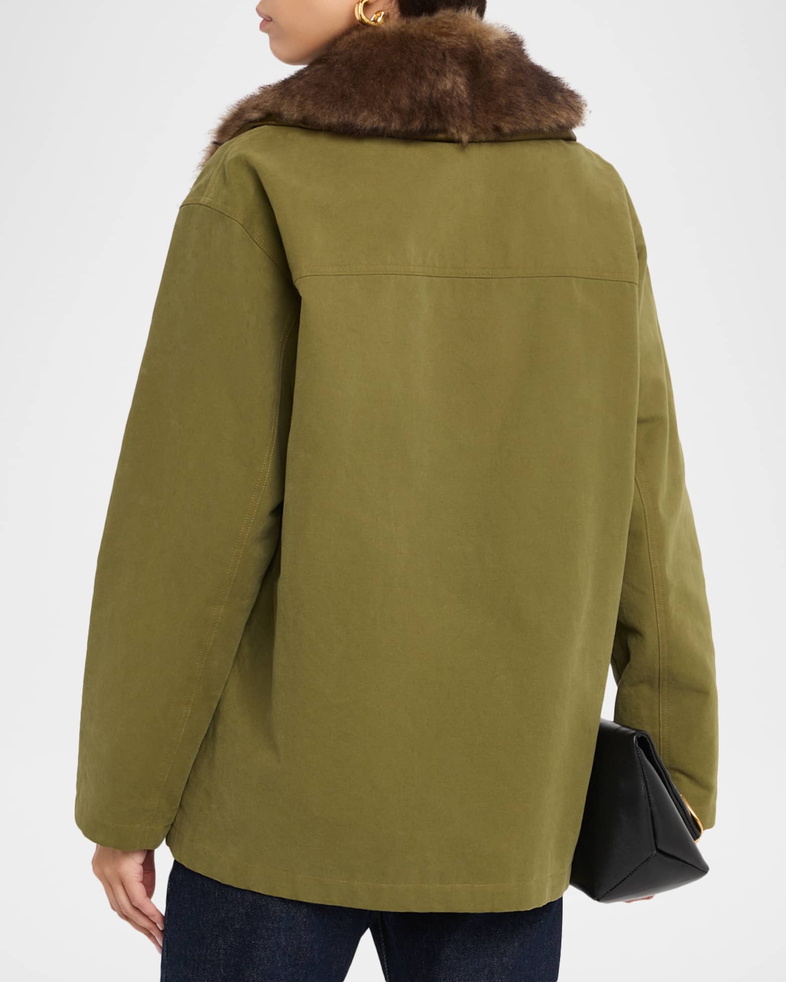 Nili Lotan Ronay Faux-Fur Collar Single-Breasted Parka Jacket