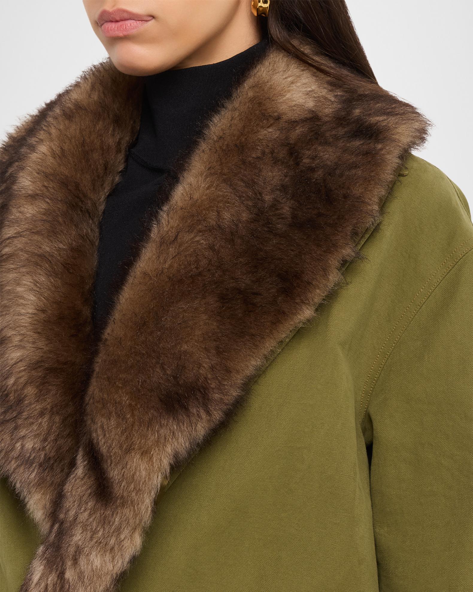 Nili Lotan Ronay Faux-Fur Collar Single-Breasted Parka Jacket