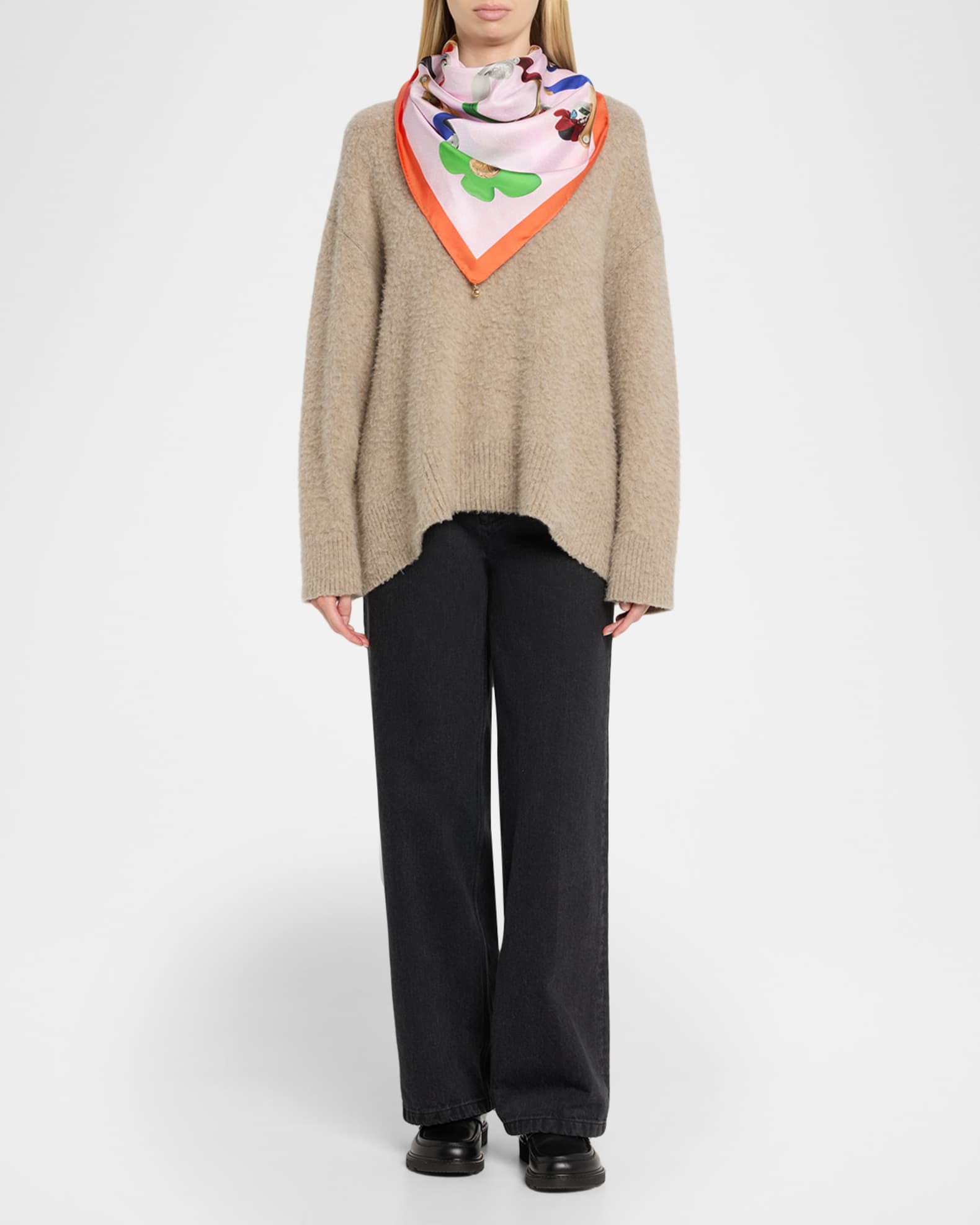 Loewe Acrobat Print Silk Twill Scarf | Neiman Marcus