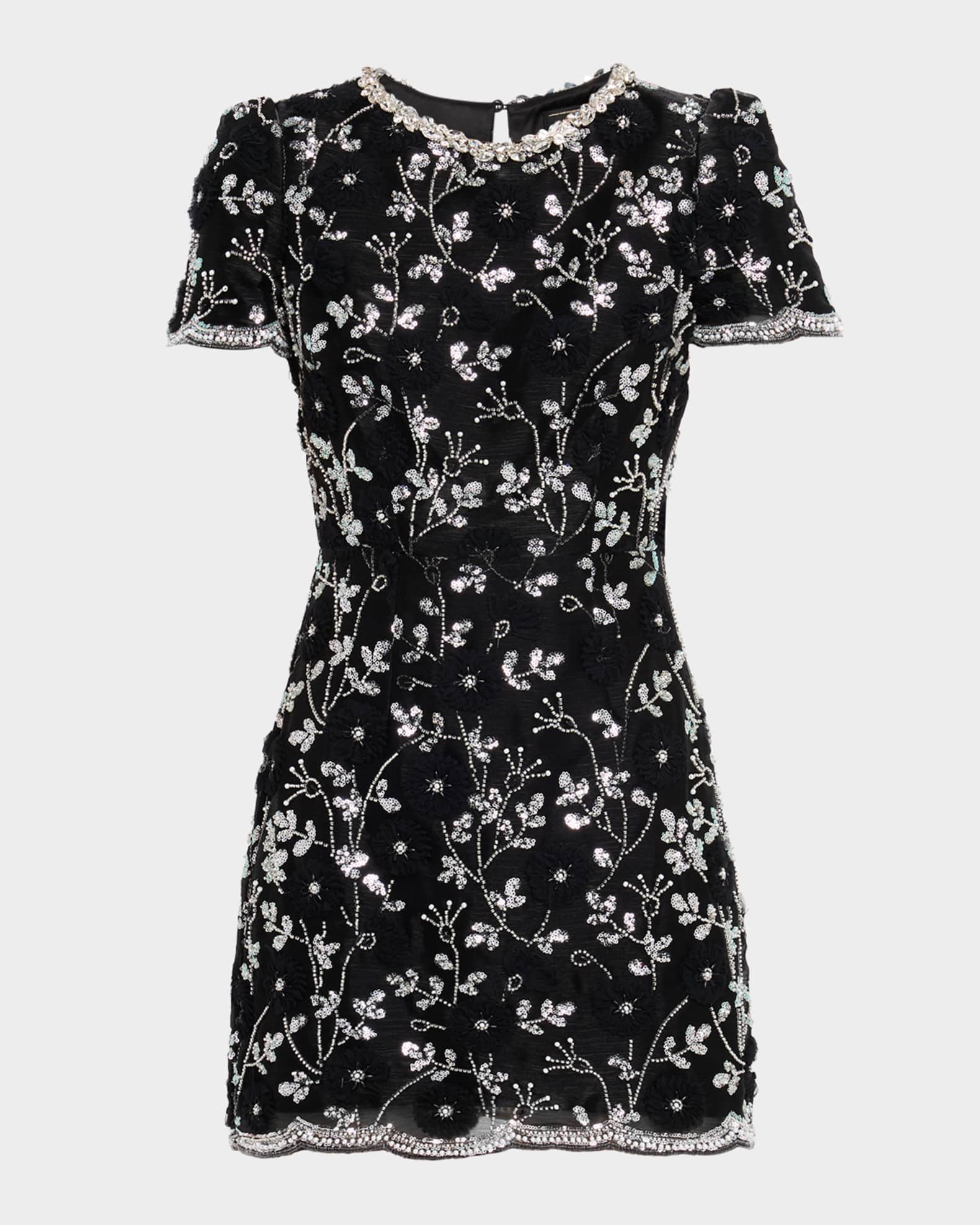 embroidered scalloped mini dress Caletta Floral Embroidered Lace Long Sleeve Mini Dress