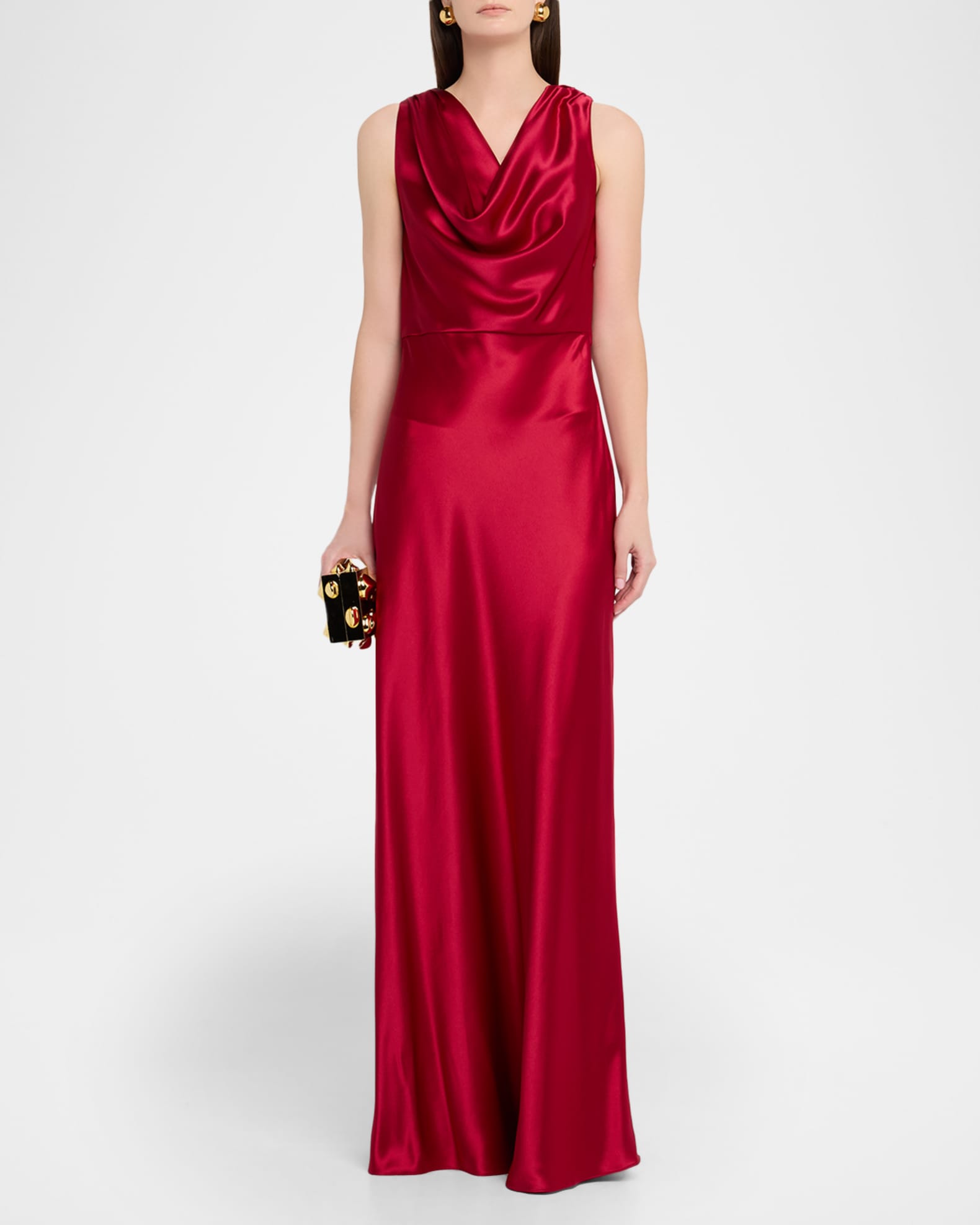 marissa formal satin cowl neck dress Alesso Powder Blue Satin Cowl-Neck Slip-Maxi Dress – Club L London main image 0