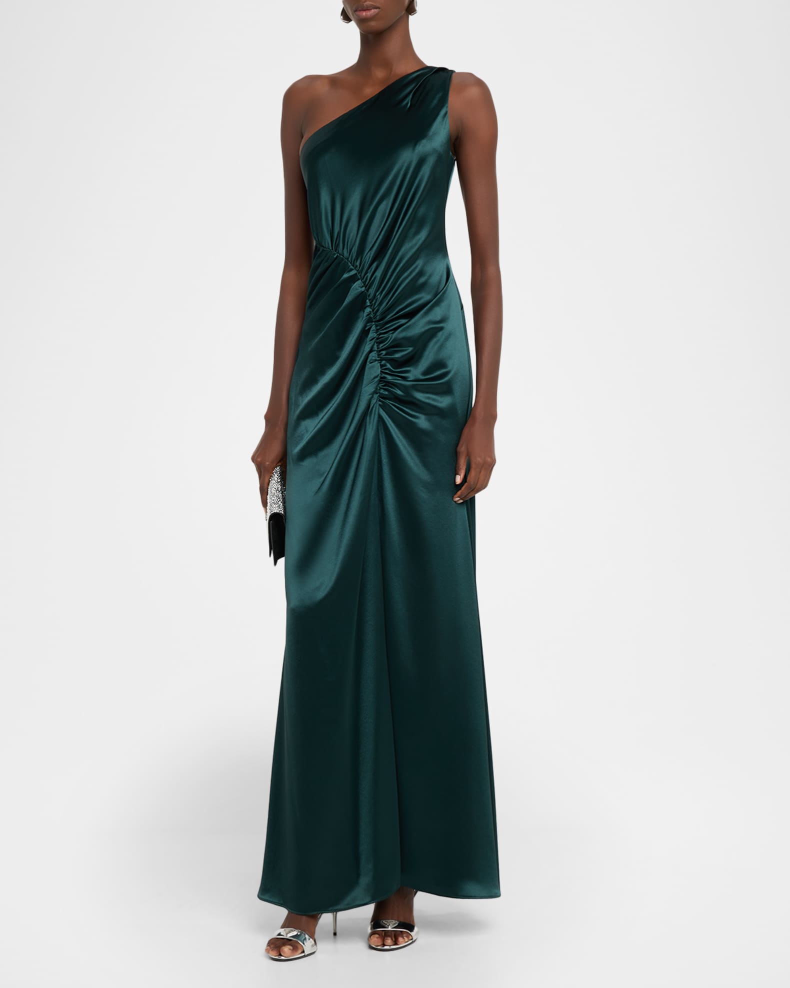 Milly Whitney Hammered Satin Maxi Dress 0