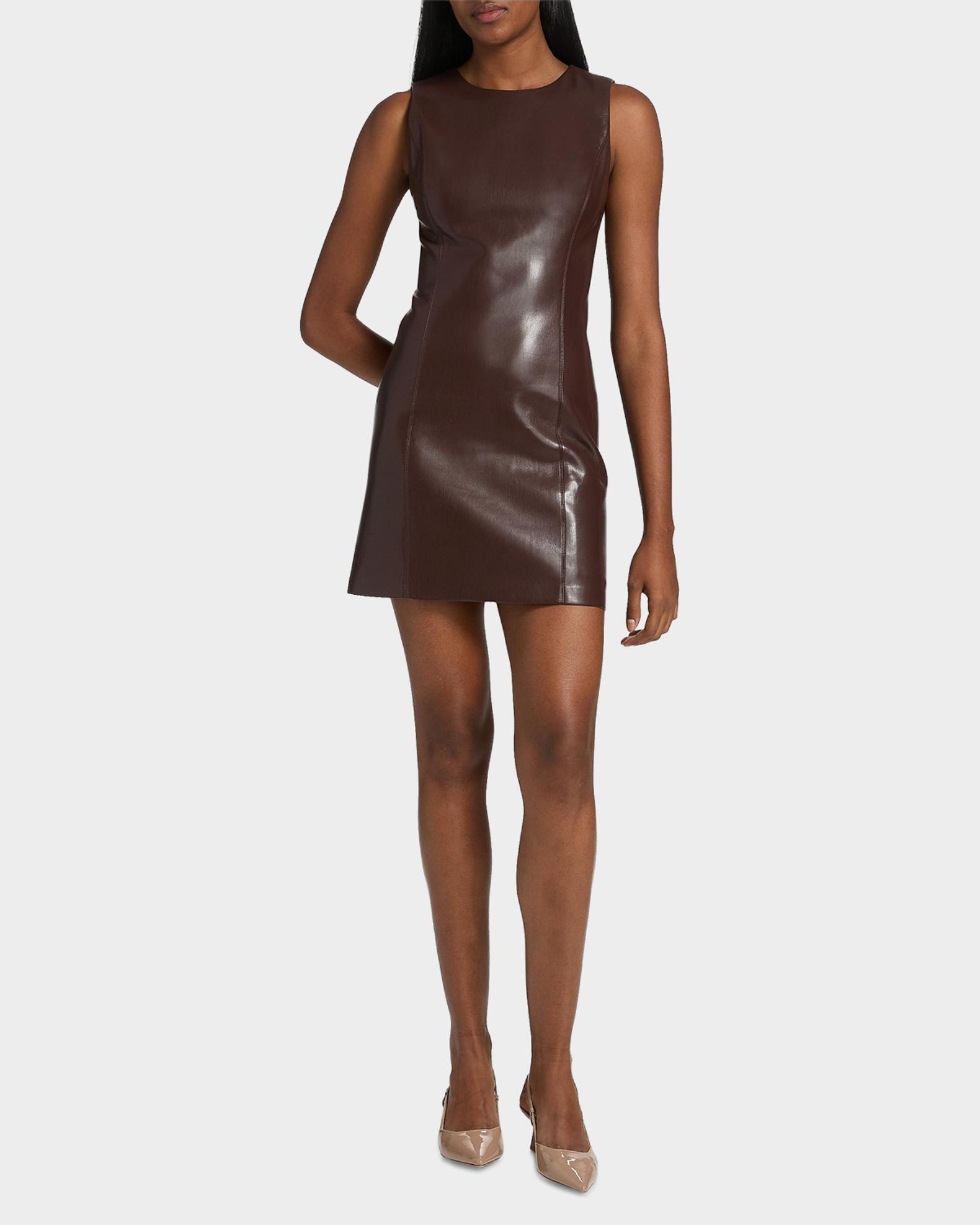 alice and olivia vegan leather dress + Lena Faux Mini in Chocolate [color:green]color_family:green--8399161000193