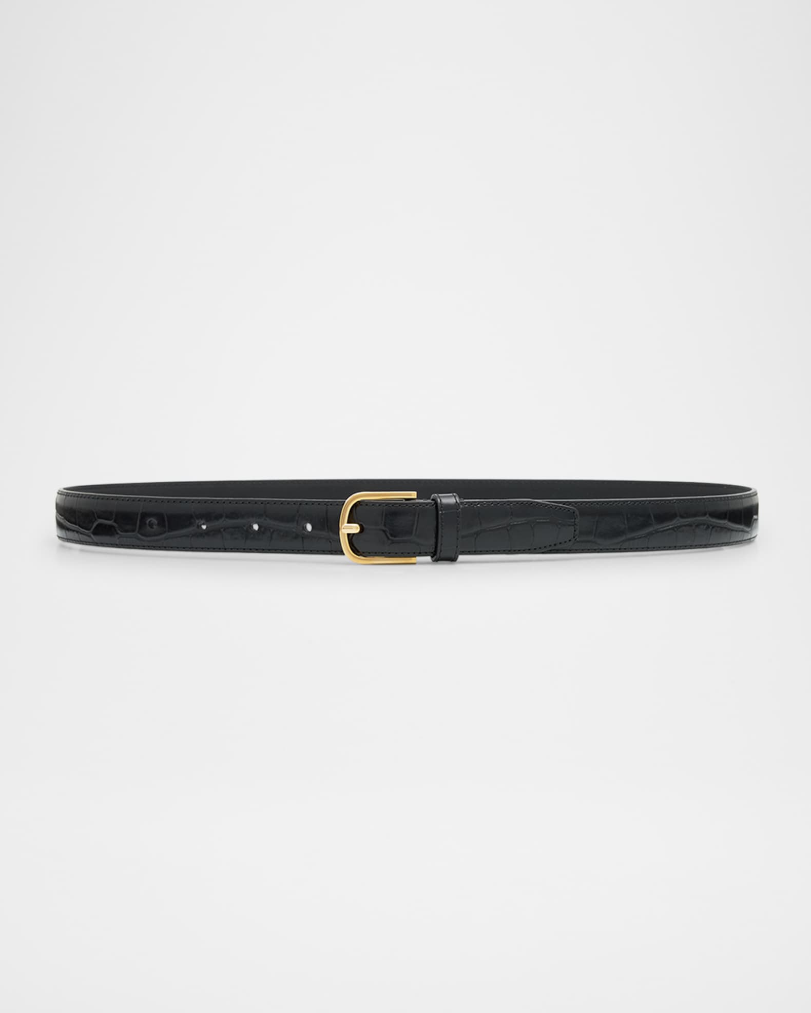 Toteme Slim Croc-Embossed Leather Belt | Neiman Marcus
