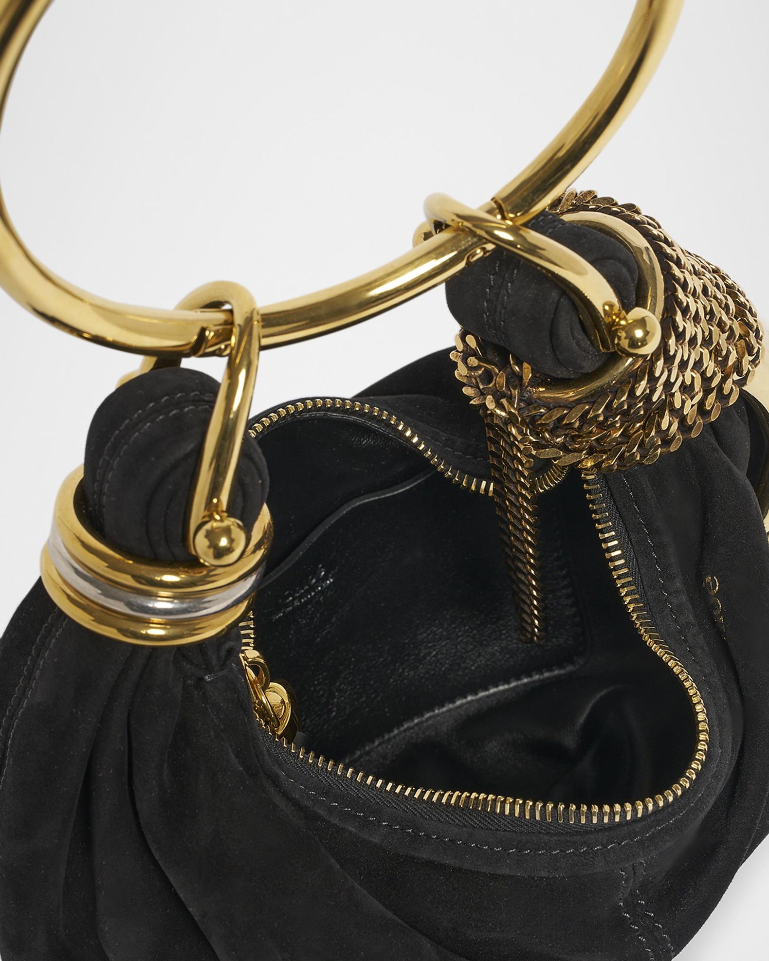 Chloe suede Black Leather Backpack with Gold Accents Chloe Bracelet Mini Top-Handle Bag in Suede with Beads  main image 4