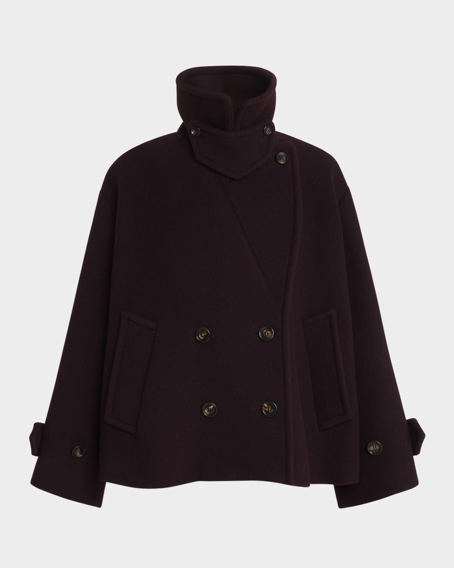 Chloe Wool Double-Breasted Oversized Pea Coat | Neiman Marcus