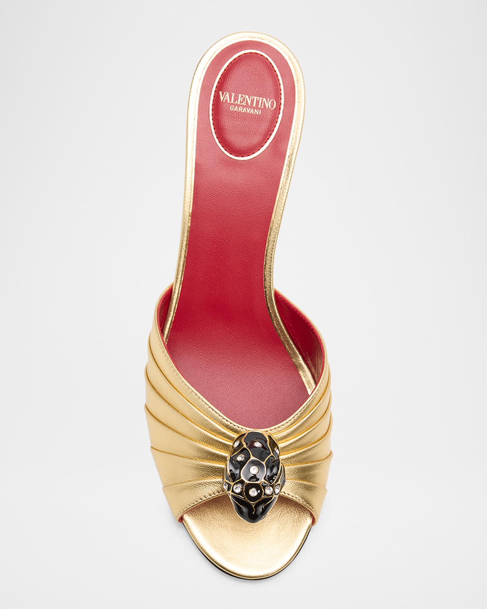 Valentino Garavani 55mm Panthea Embellished Metallic Leather Mules