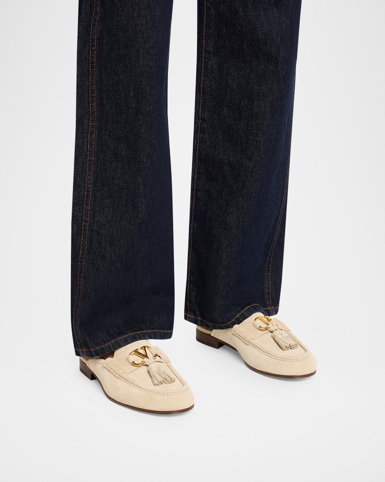 Valentino Garavani VLogo Signature Suede Loafer Mules 