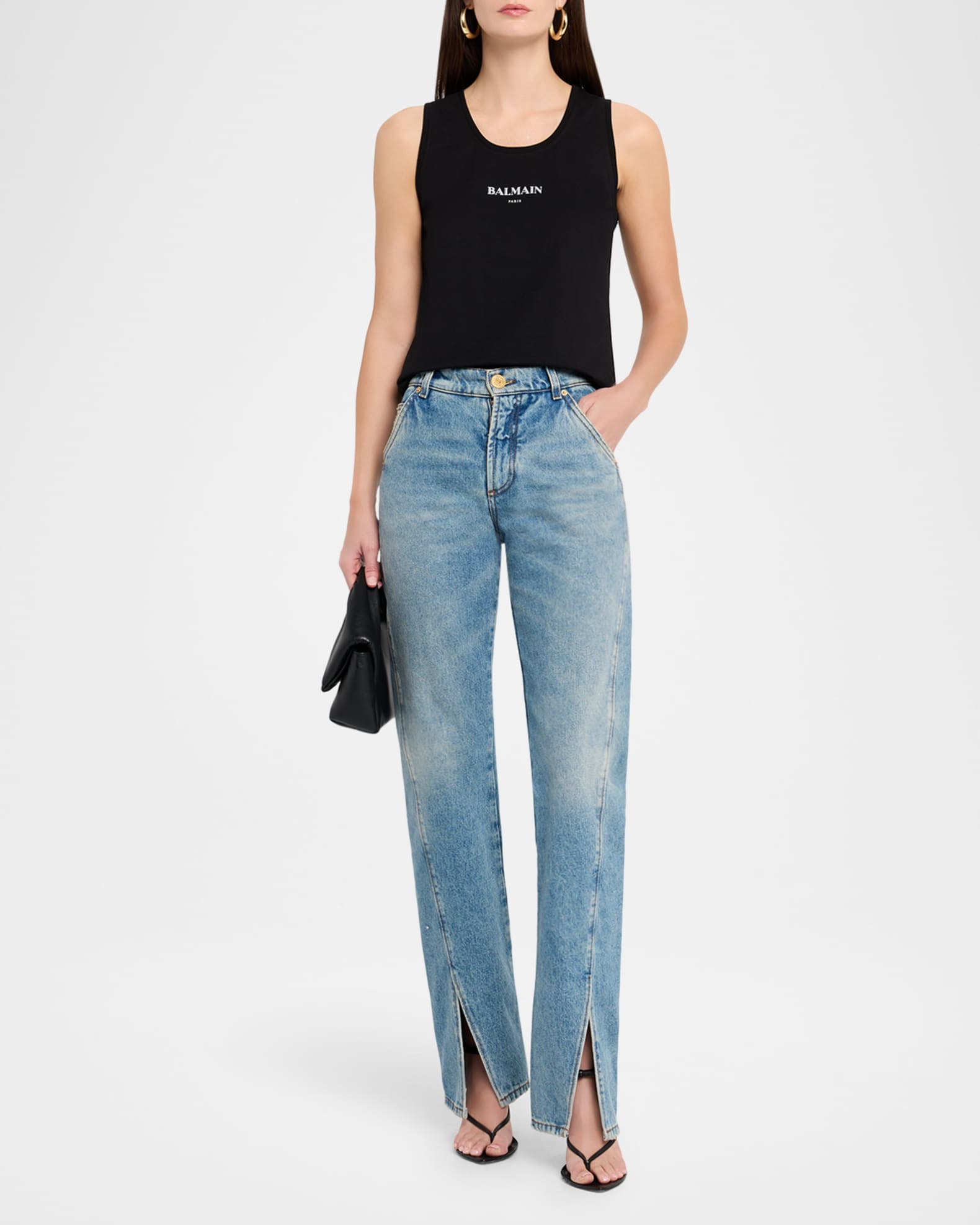 Balmain Logo Graphic Tank Top | Neiman Marcus