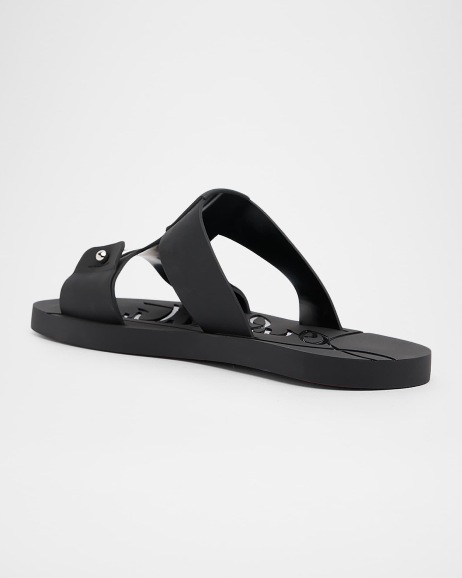 SO MEN ブラックレザー 48サイズ　注）キズあり Christian Louboutin Men's Zakouski Flat Rubber Sandals | Neiman Marcus