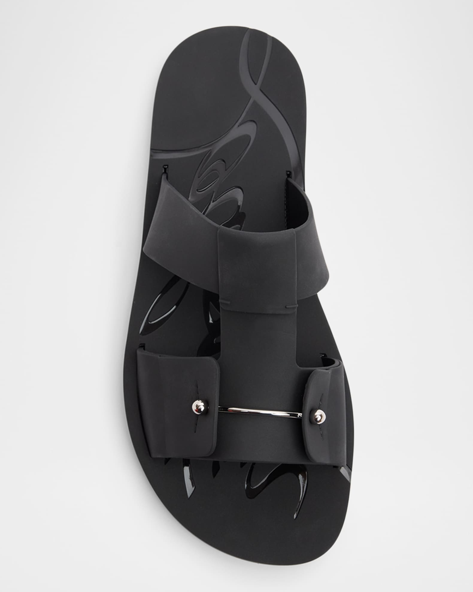 SO MEN ブラックレザー 48サイズ　注）キズあり Christian Louboutin Men's Zakouski Flat Rubber Sandals | Neiman Marcus
