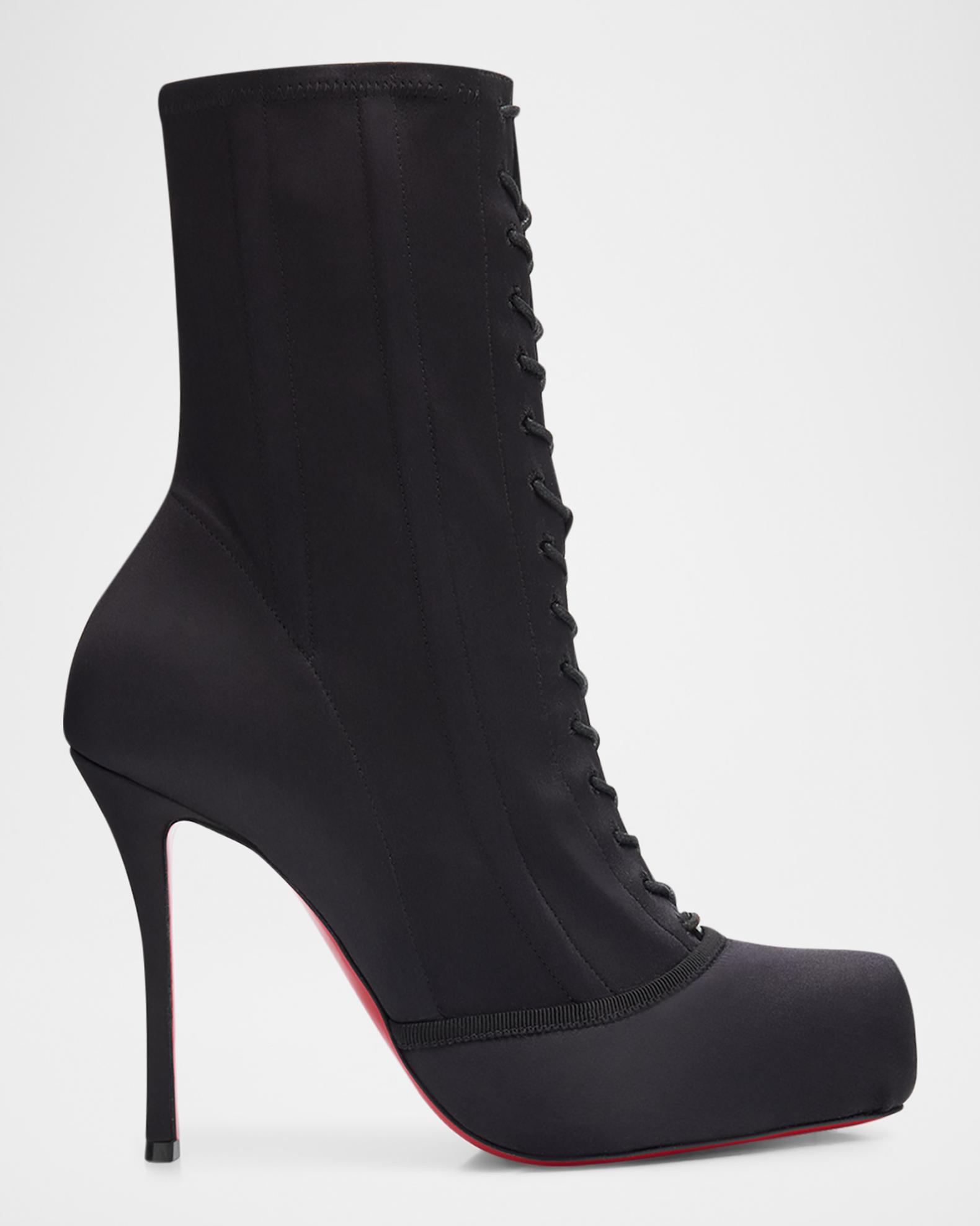 Christian Louboutin 100mm Pavlova Satin Booties | Neiman Marcus