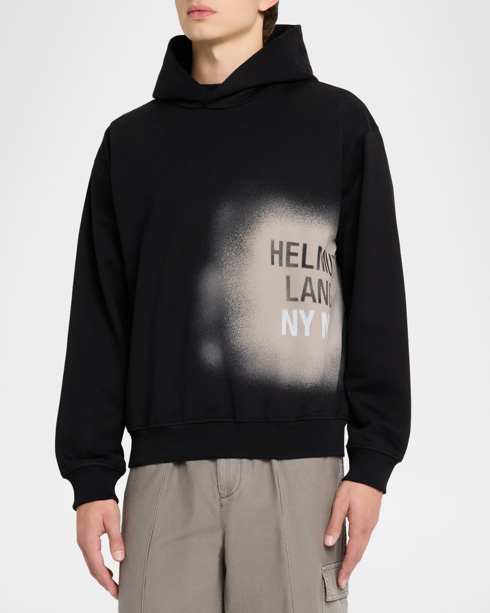 Helmut Lang Men's Spray Logo Cotton Hoodie | Neiman Marcus