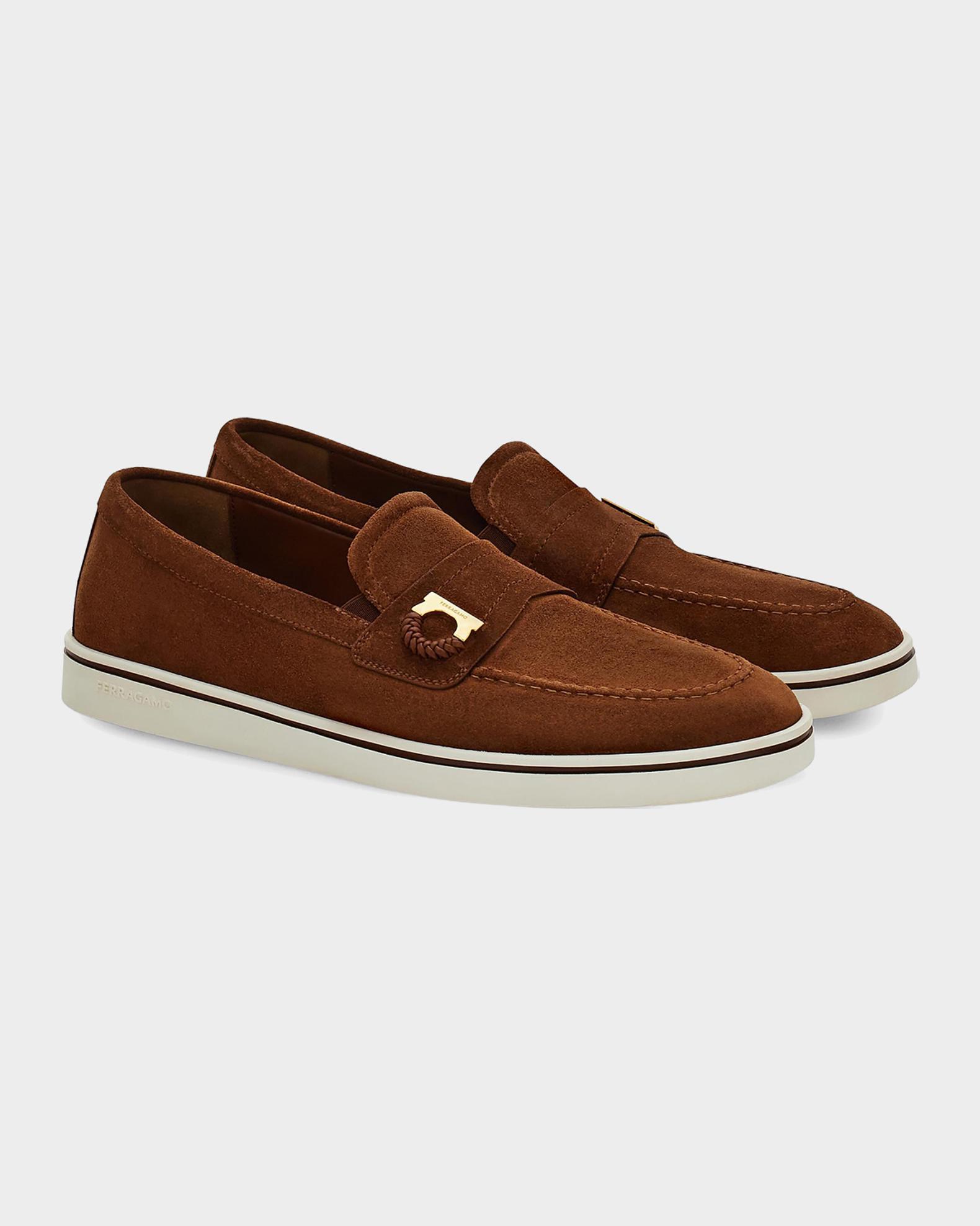 Salvatore Ferragamo Men\'s Brown Suede Loafers with Metal Accent Ferragamo Men main image 3