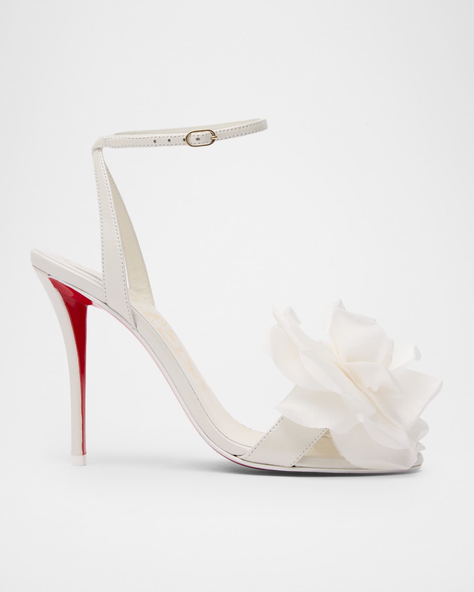 Christian Louboutin 100mm Miss Z Flora Leather Sandals | Neiman Marcus