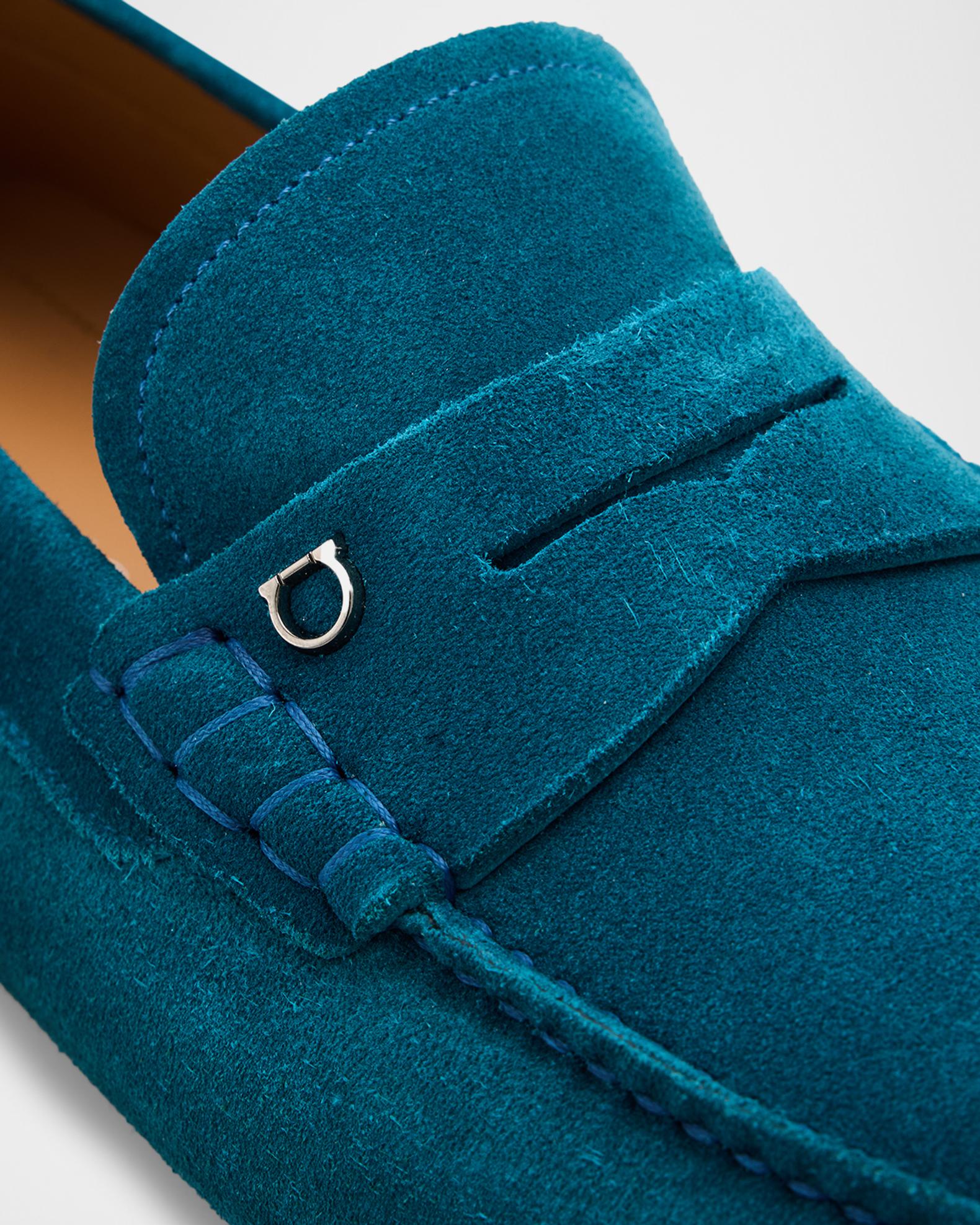 Ferragamo Gancini Men\'s Navy Suede Driving Loafers with Burgundy Accent Ferragamo // Navy Suede Gancini Loafer – VSP Consignment main image 2
