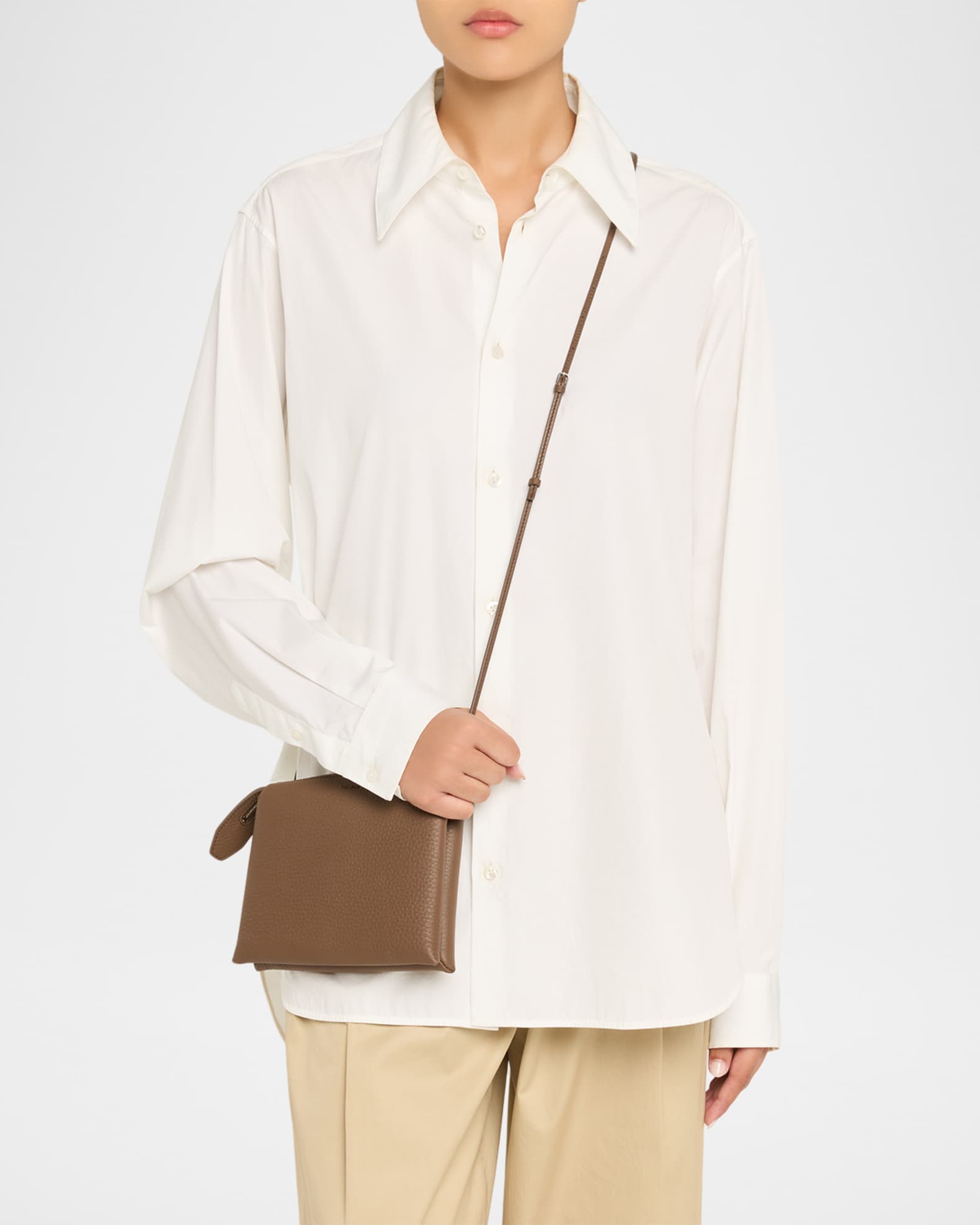 THE ROW Nu Mini Twin Crossbody Bag in Grain Leather | Neiman Marcus