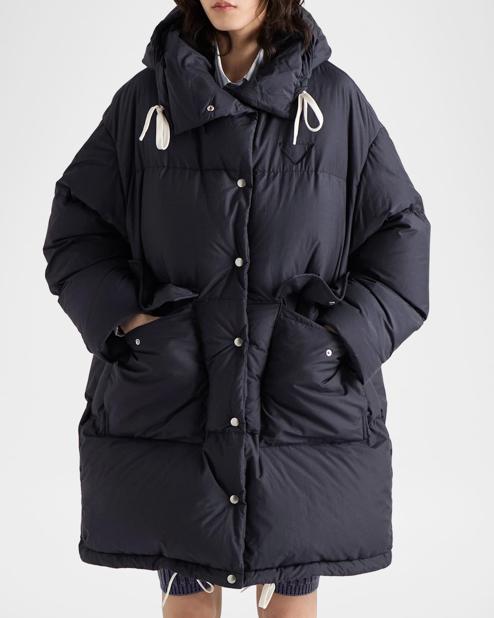 Prada Soft Canvas Oversized Down Parka Jacket | Neiman Marcus