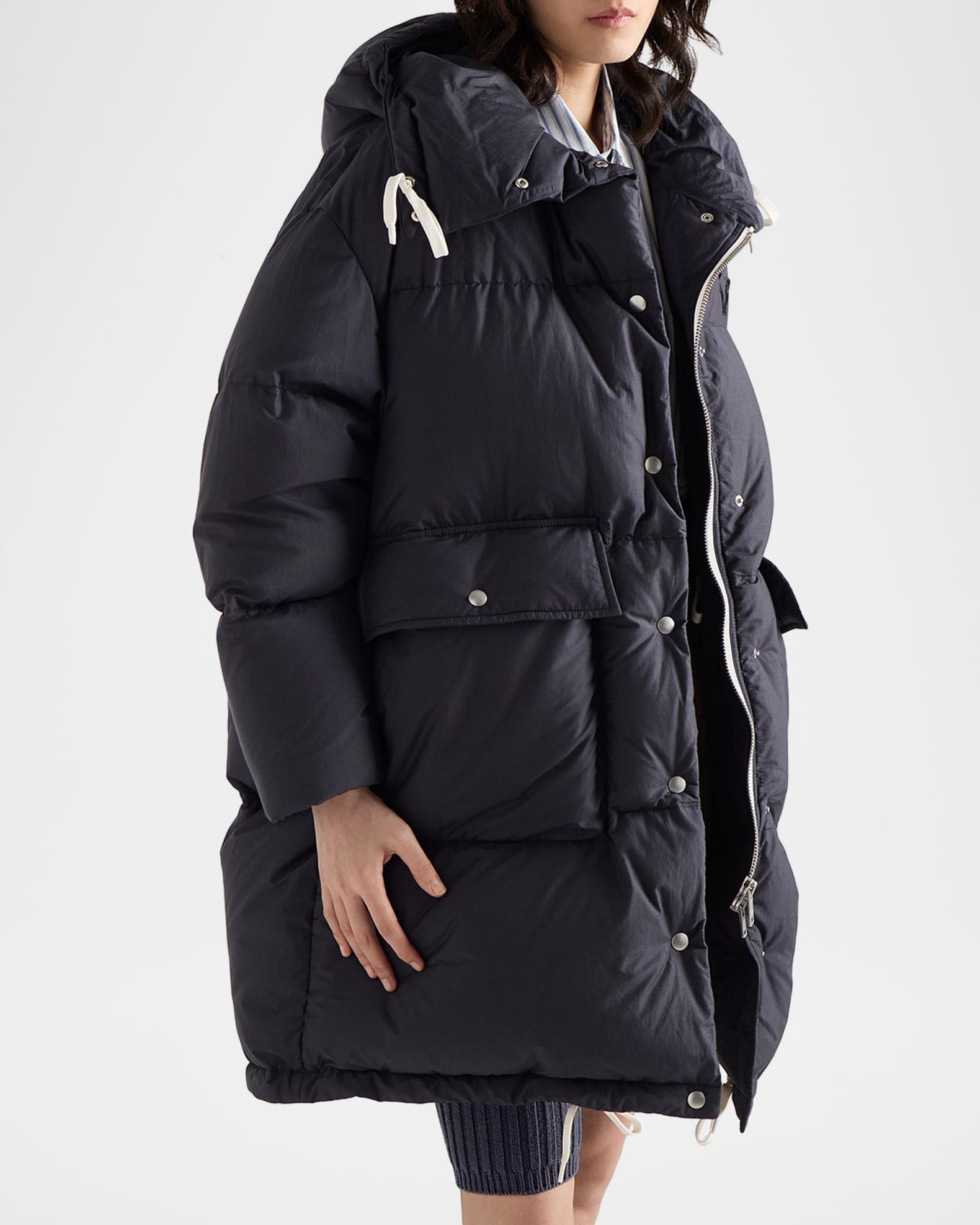 Prada Soft Canvas Oversized Down Parka Jacket | Neiman Marcus