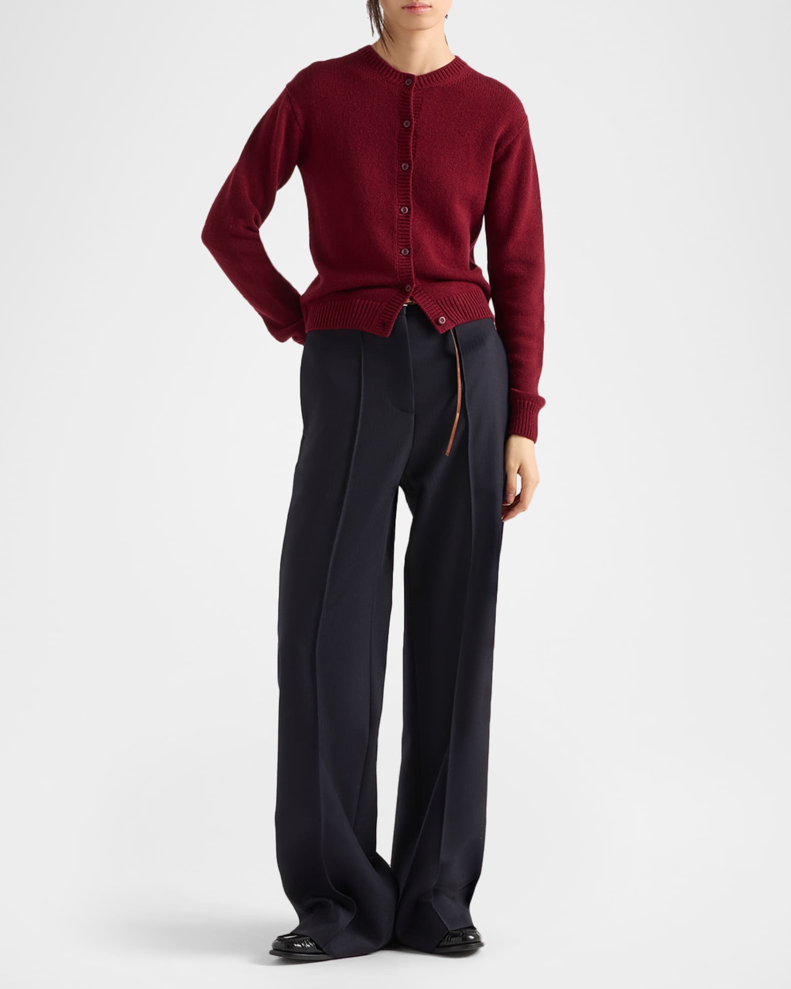 Prada Cashmere Crewneck Cardigan | Neiman Marcus