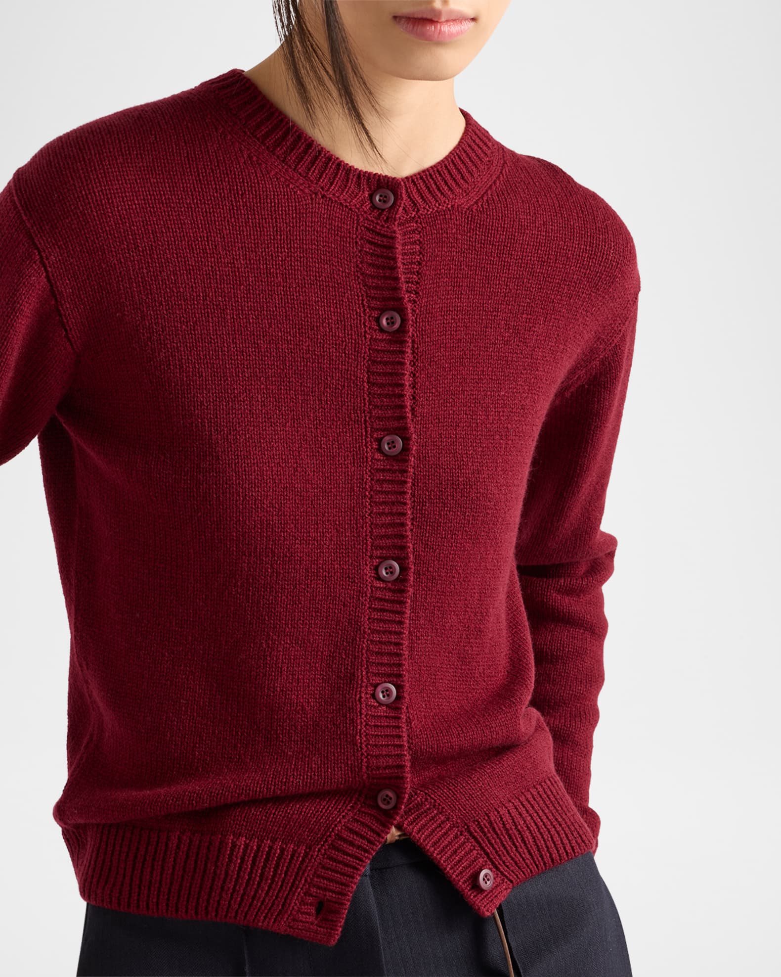 Prada Cashmere Crewneck Cardigan | Neiman Marcus