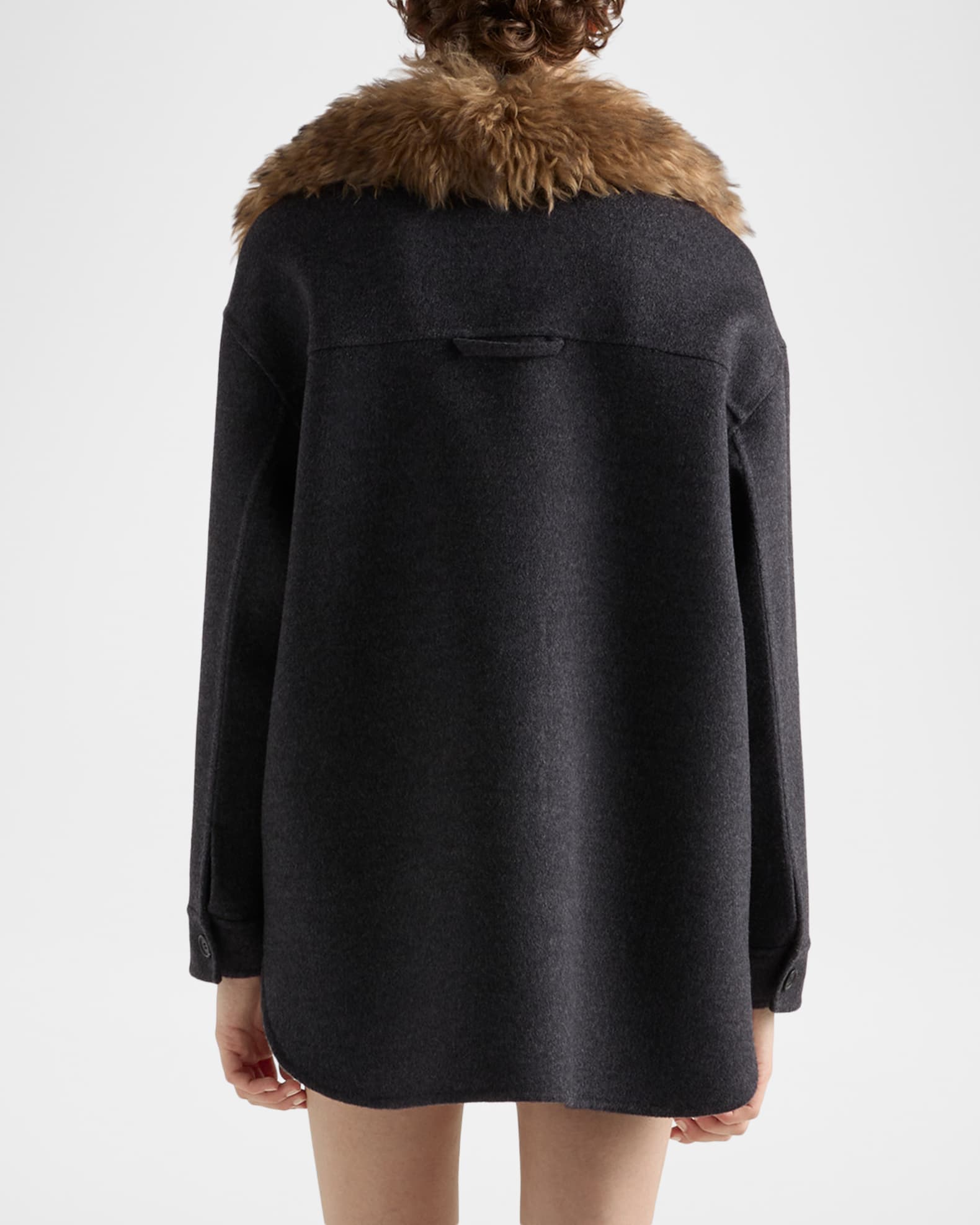 Prada Single-Breasted Double Cashwool Caban Jacket | Neiman