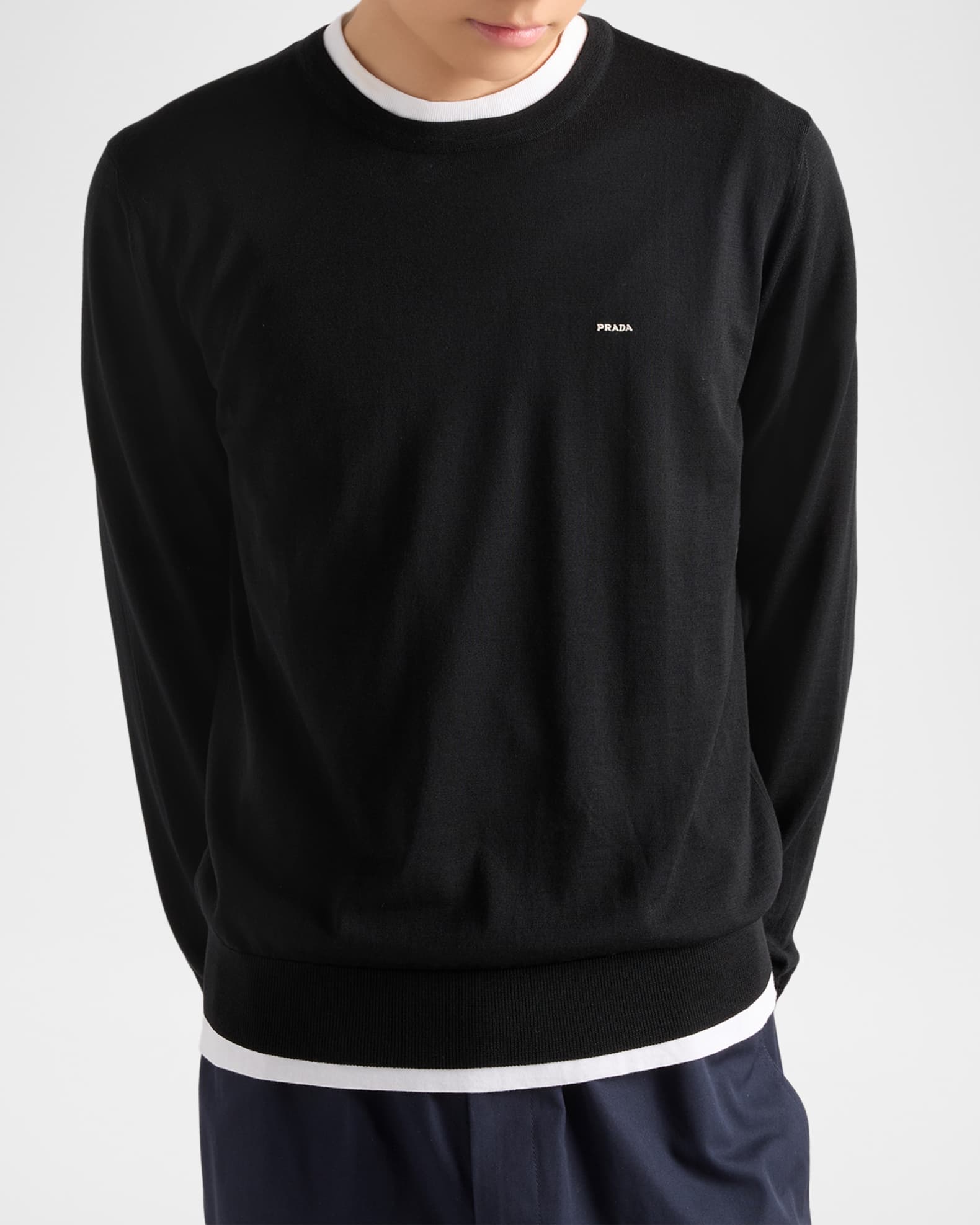 Prada Men's Worsted Wool Crew-Neck Sweater | Neiman Marcus