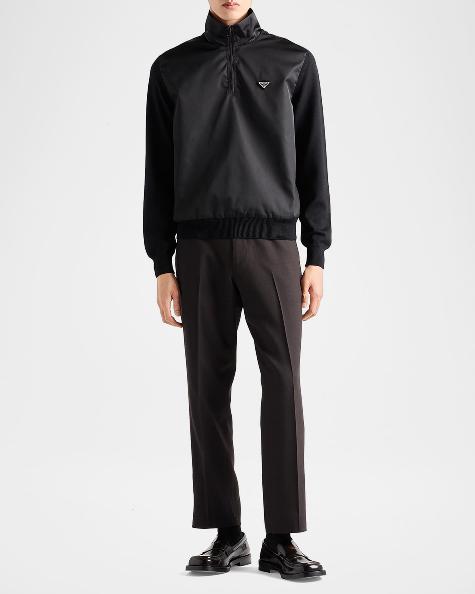 Prada Men's Superfine Wool Half-Zip Cardigan Jacket | Neiman Marcus