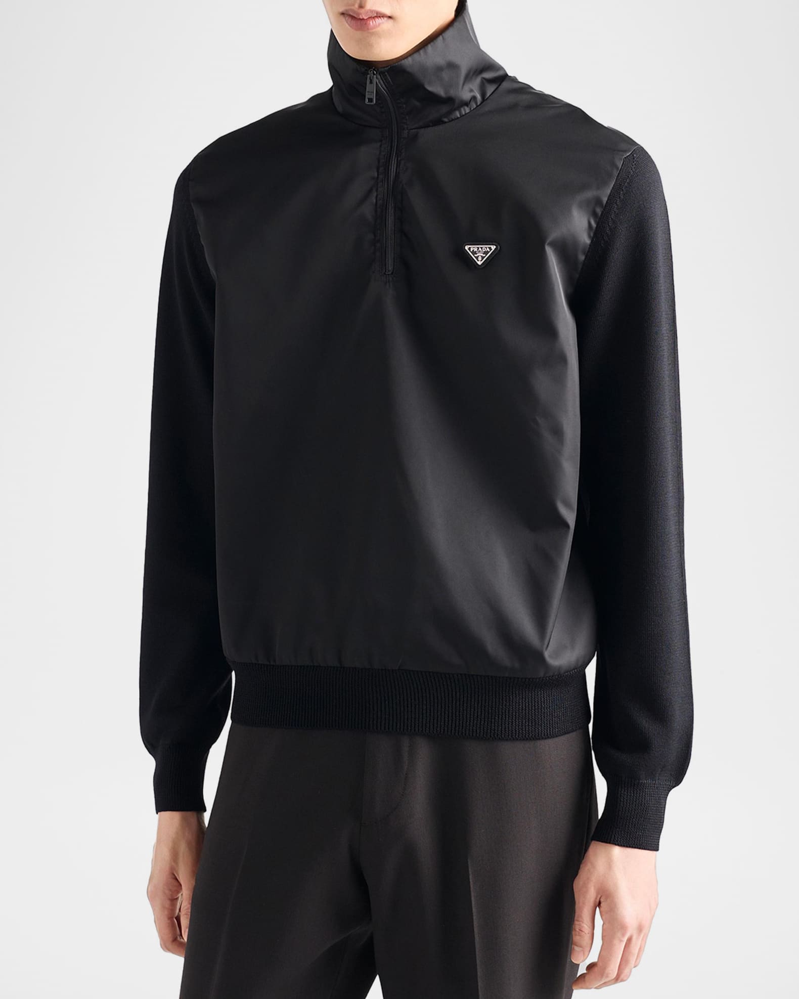 Prada Men's Superfine Wool Half-Zip Cardigan Jacket | Neiman Marcus