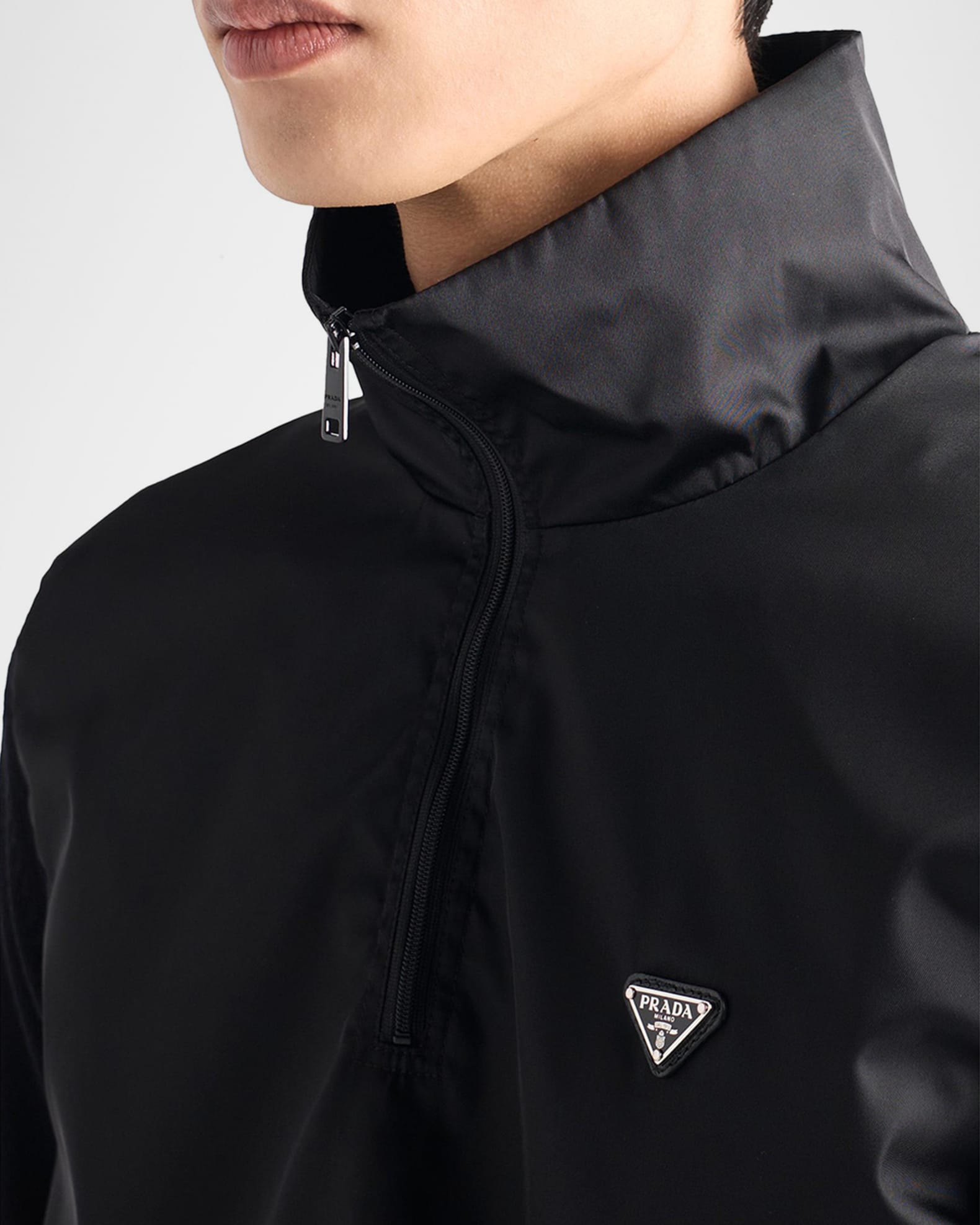 Prada Men's Superfine Wool Half-Zip Cardigan Jacket | Neiman Marcus