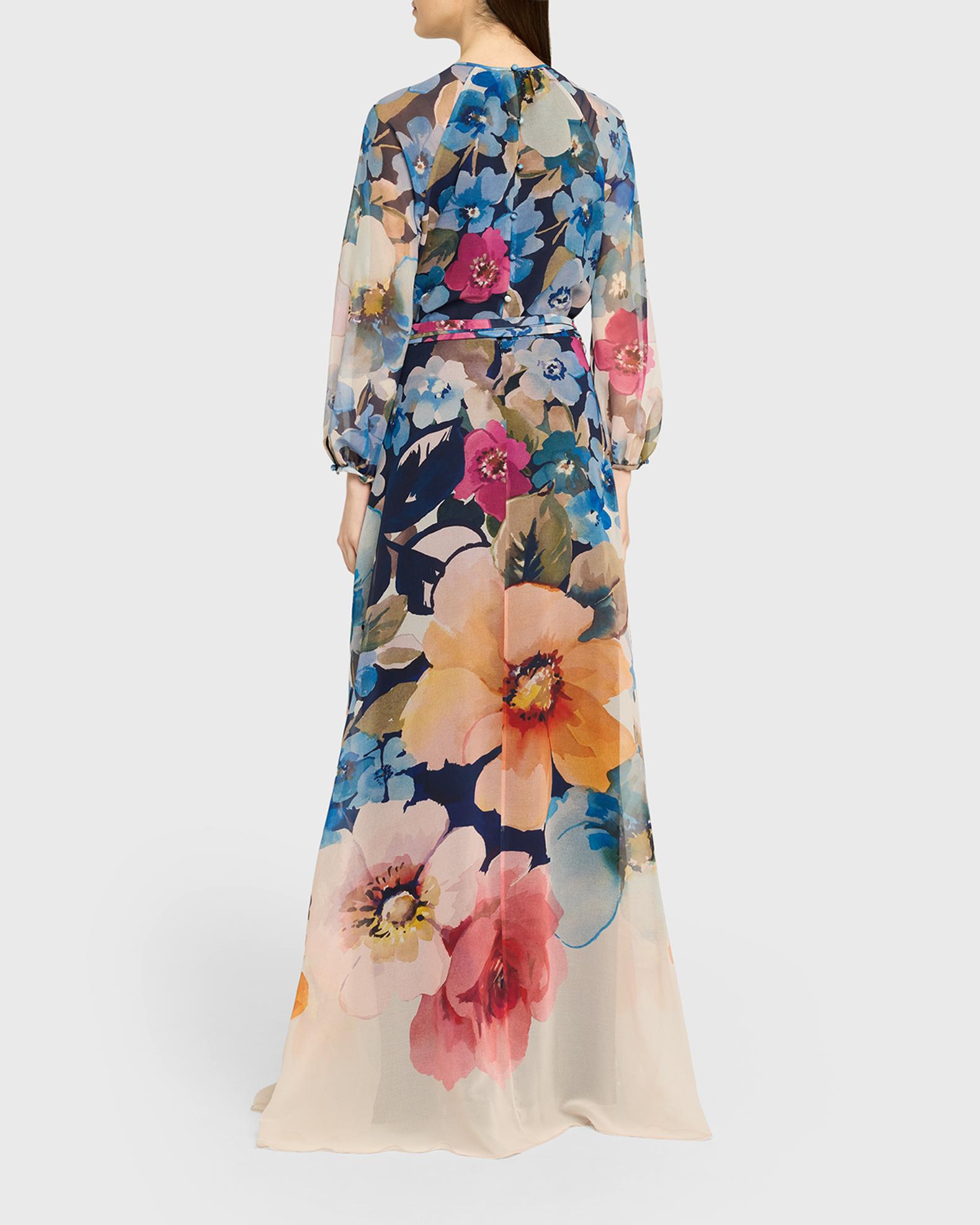 Teri Jon Chiffon Floral Print Maxi Gown Size 2