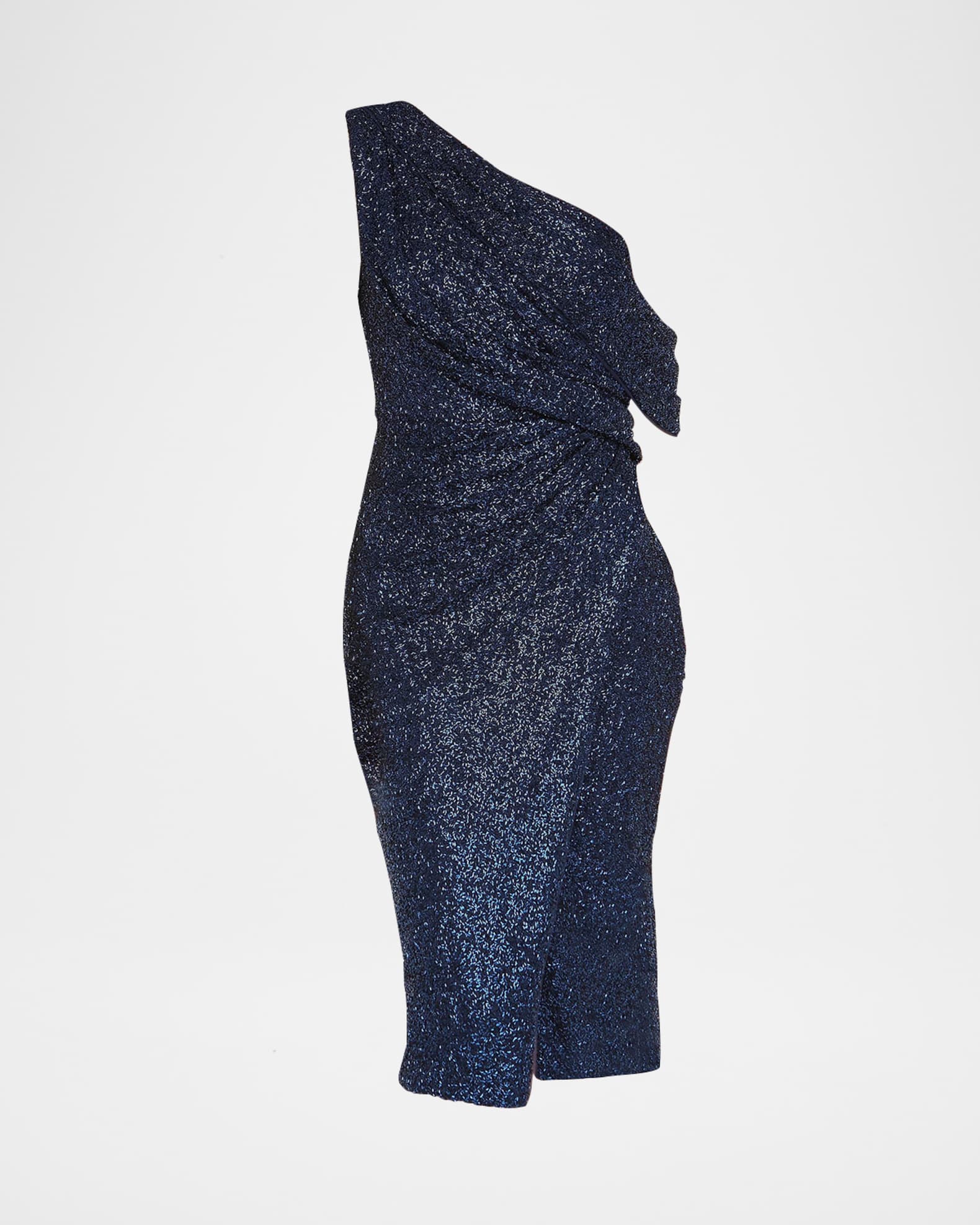 Theia Briella One-Shoulder Faux Wrap Midi Dress | Neiman Marcus