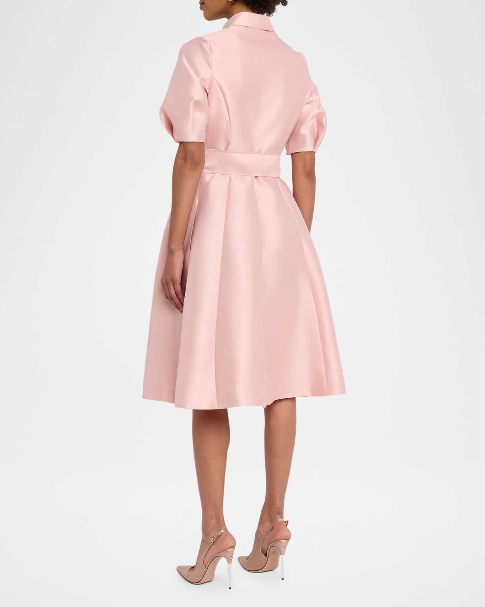 Rickie Freeman for Teri Jon Puff-Sleeve Pique Faille Shirtdress | Neiman  Marcus