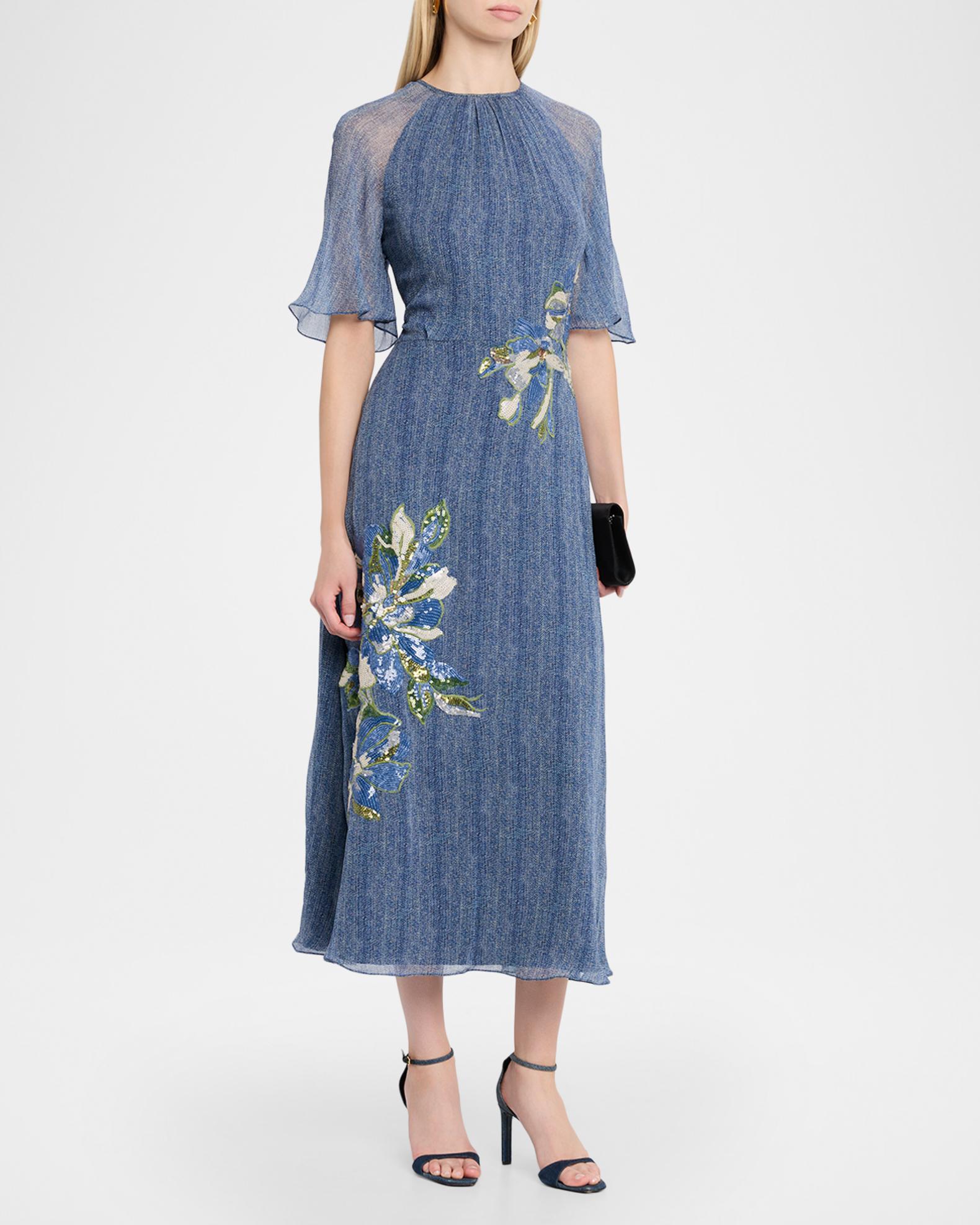 teri jon midi dress Teri Jon Mock Neck Border Print Midi Dress Size 2