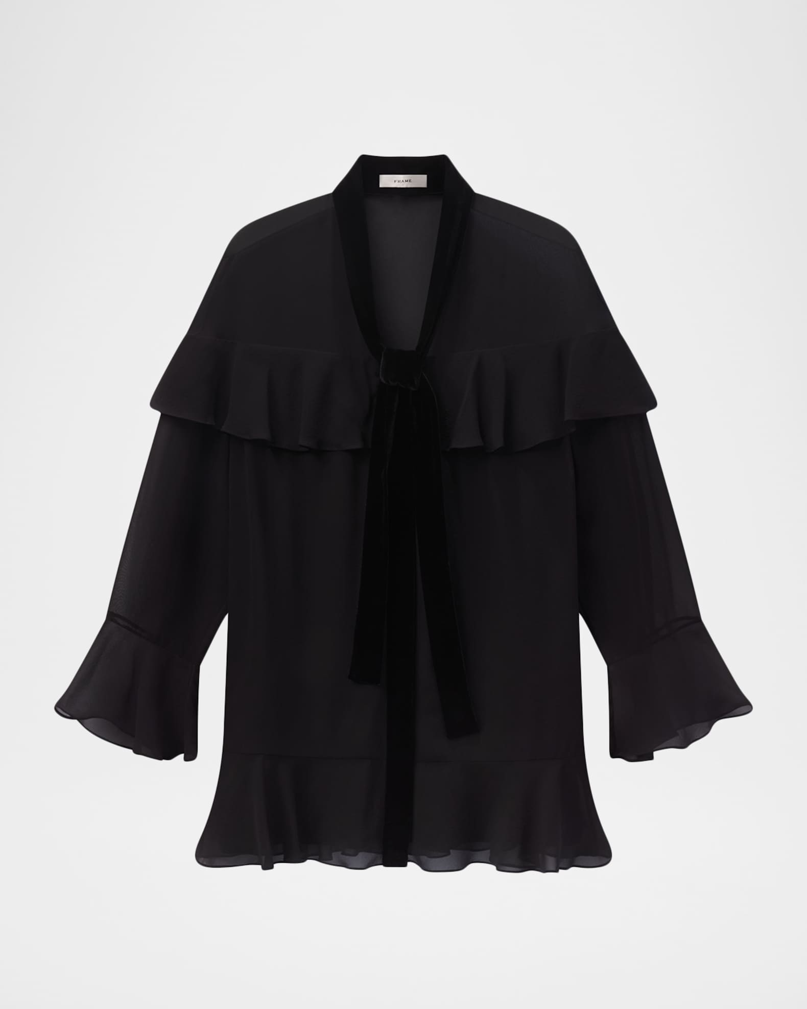 Frame Women's Velvet Trim Modern Mini Dress | Black | Silk | Size Xs