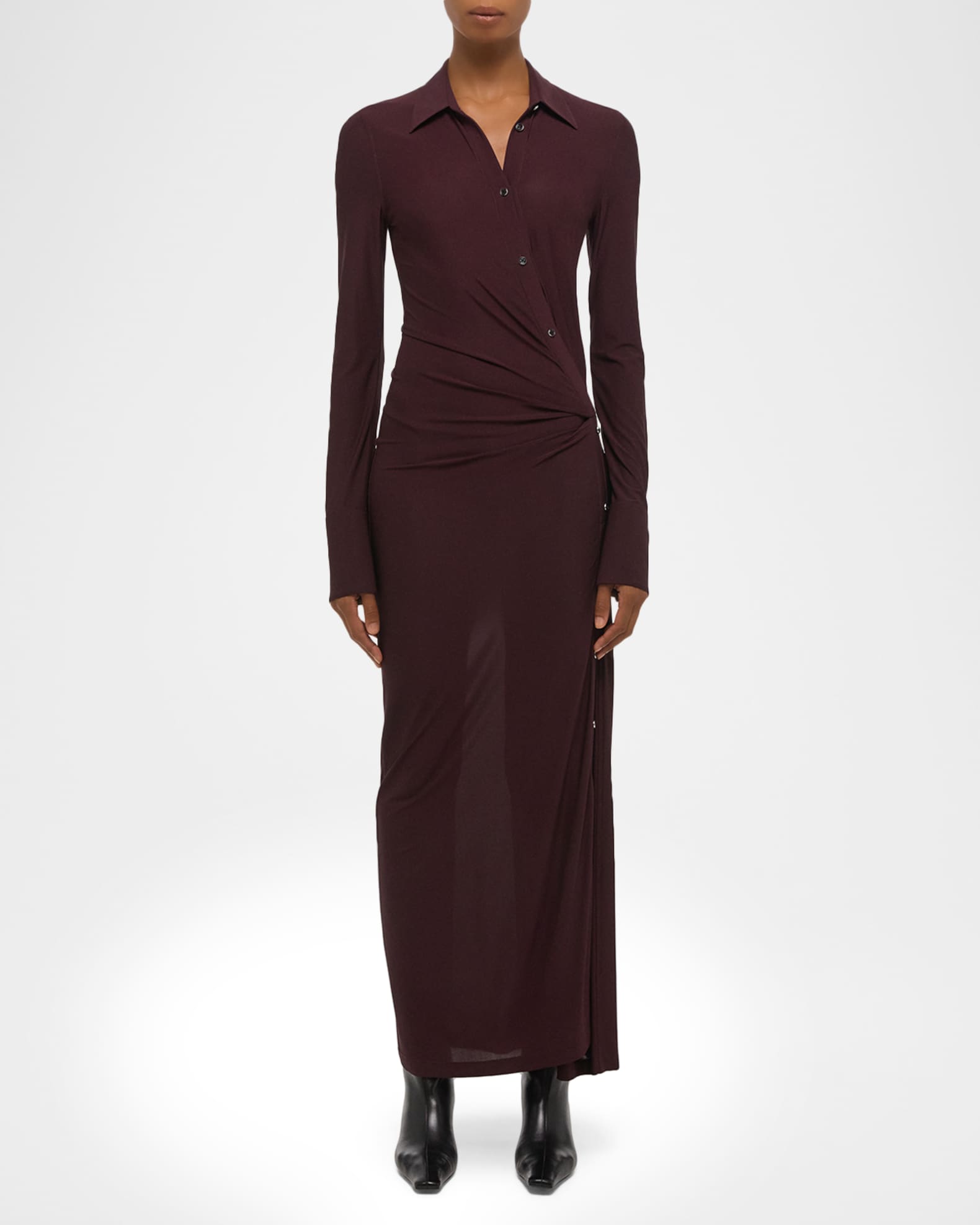 Helmut Lang Twisted Shirt Dress in Brown - Size XS