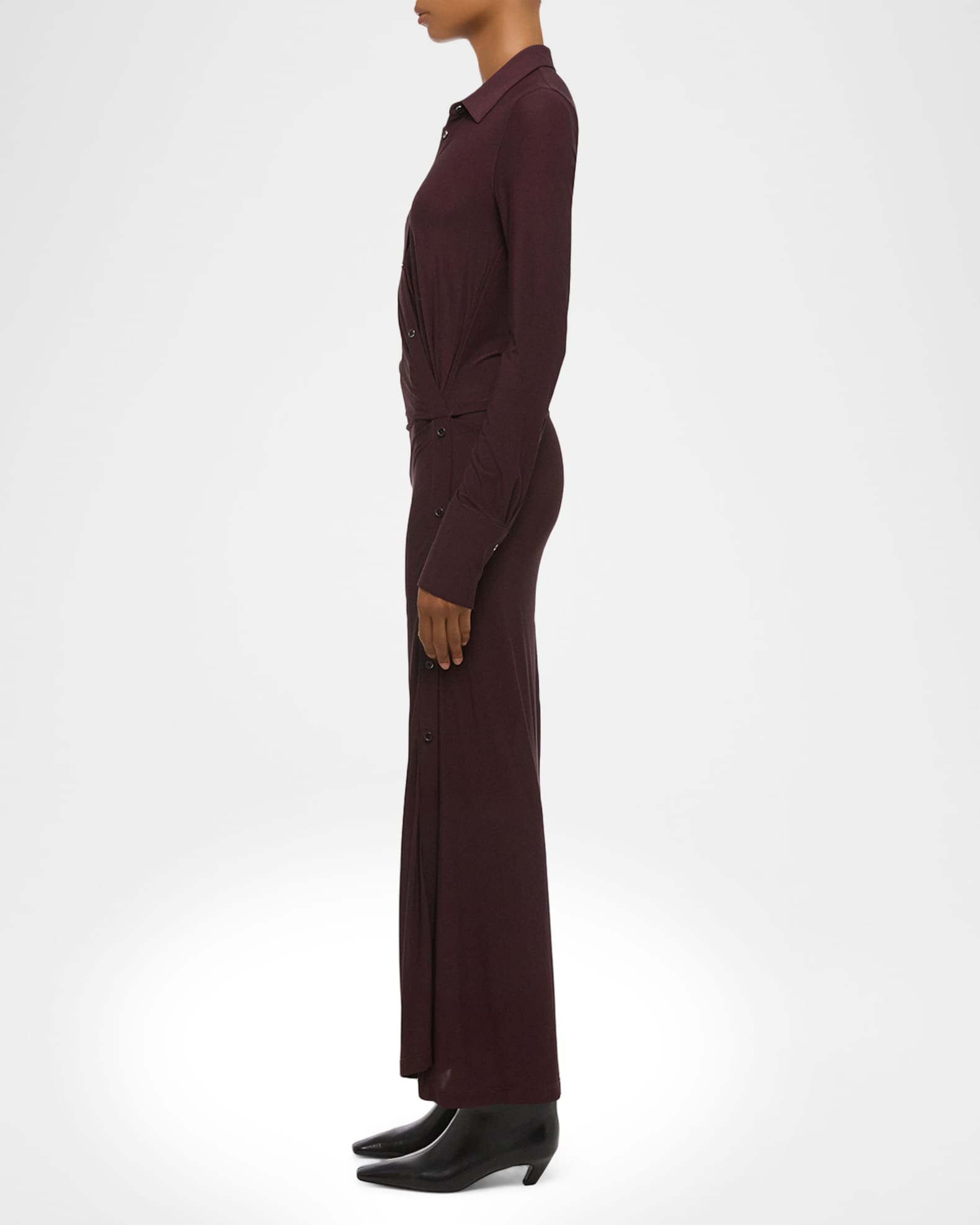 Helmut Lang Twisted Long-Sleeve Shirtdress | Neiman Marcus