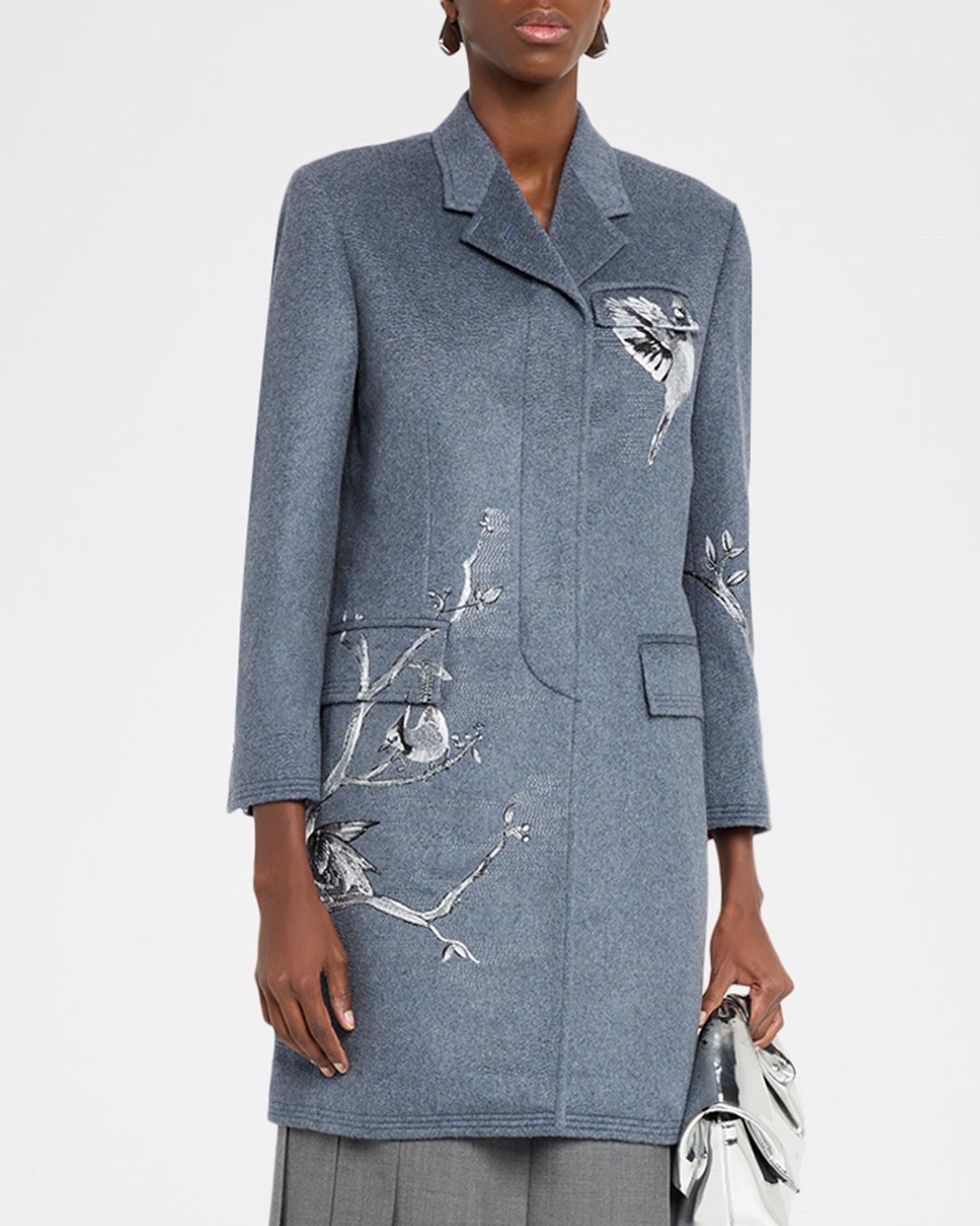 Thom Browne Metallic Embroidered Single-Breasted Cashmere Overcoat