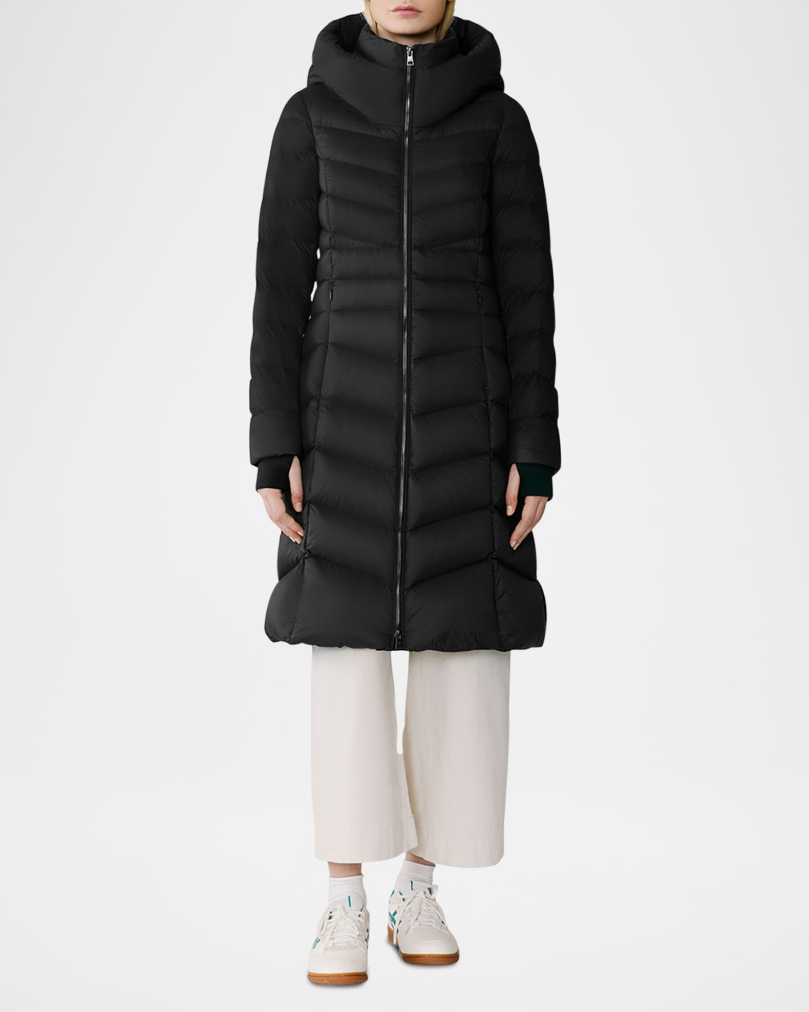 Soia & Kyo Lita-U Down Fit-&-Flare Hooded Coat | Neiman Marcus