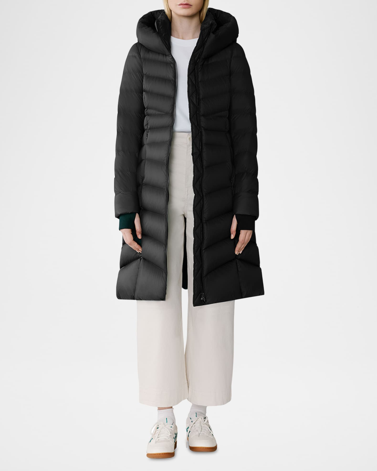 Soia & Kyo Lita-U Down Fit-&-Flare Hooded Coat | Neiman Marcus