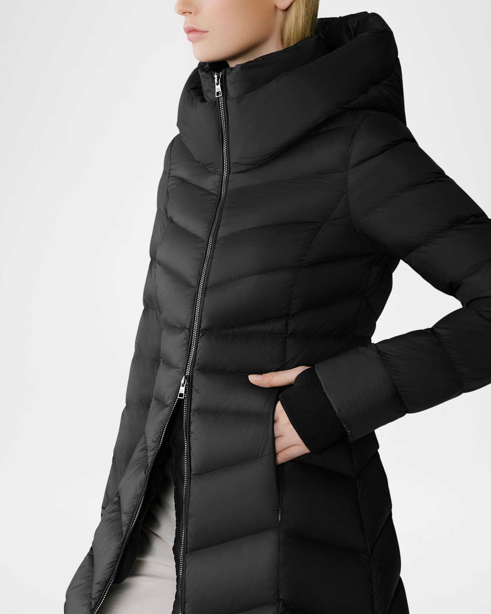 Soia & Kyo Lita-U Down Fit-&-Flare Hooded Coat | Neiman Marcus