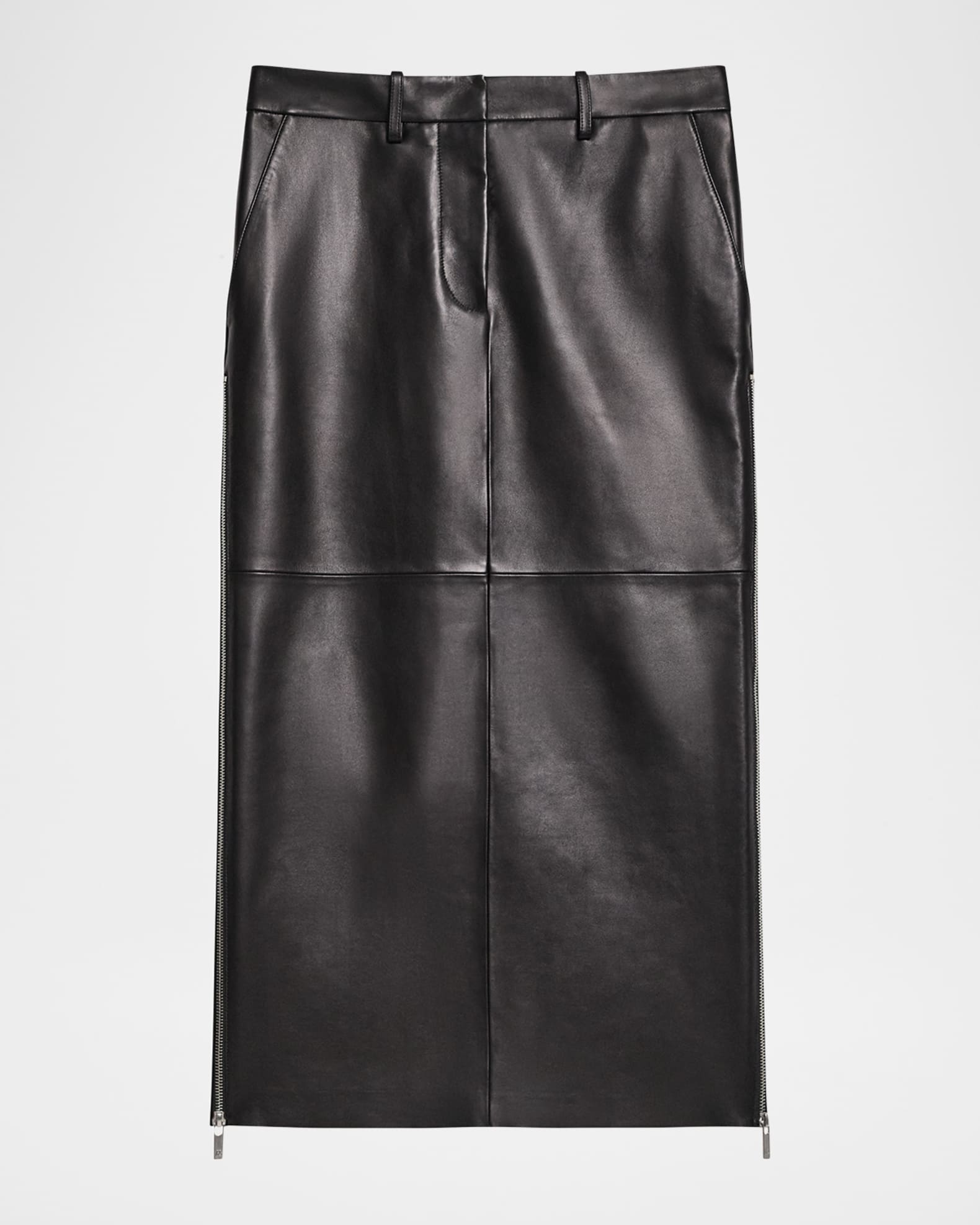 Helmut Lang Side Zip Leather Midi Skirt | Neiman Marcus