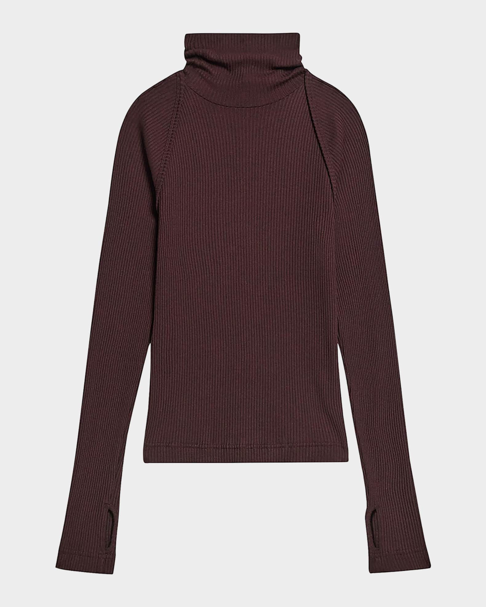 Helmut Lang Rib-Knit Shrug Turtleneck | Neiman Marcus