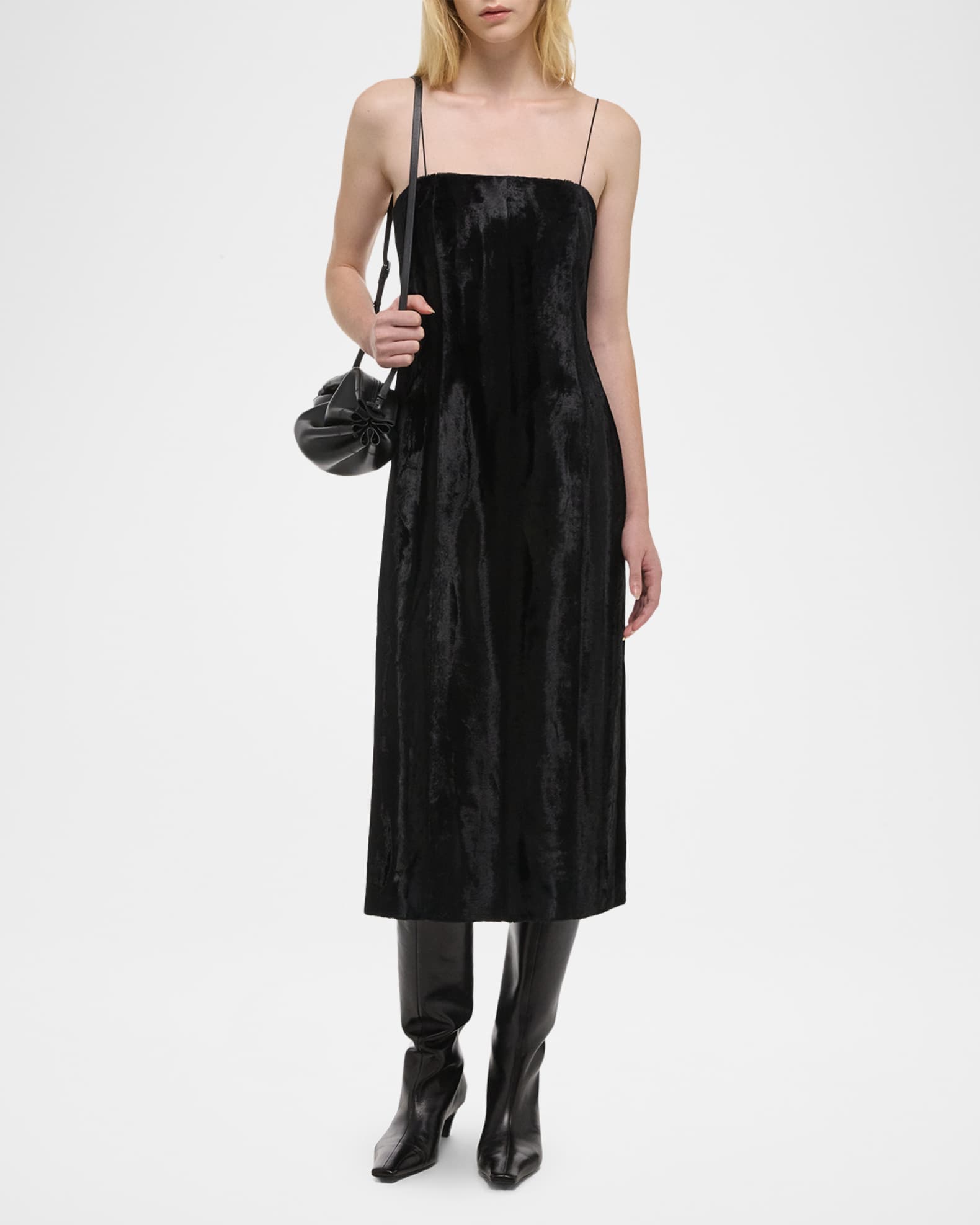 Helmut Lang Women's Pony Faux-Fur Midi-Dress - Black - Size 10