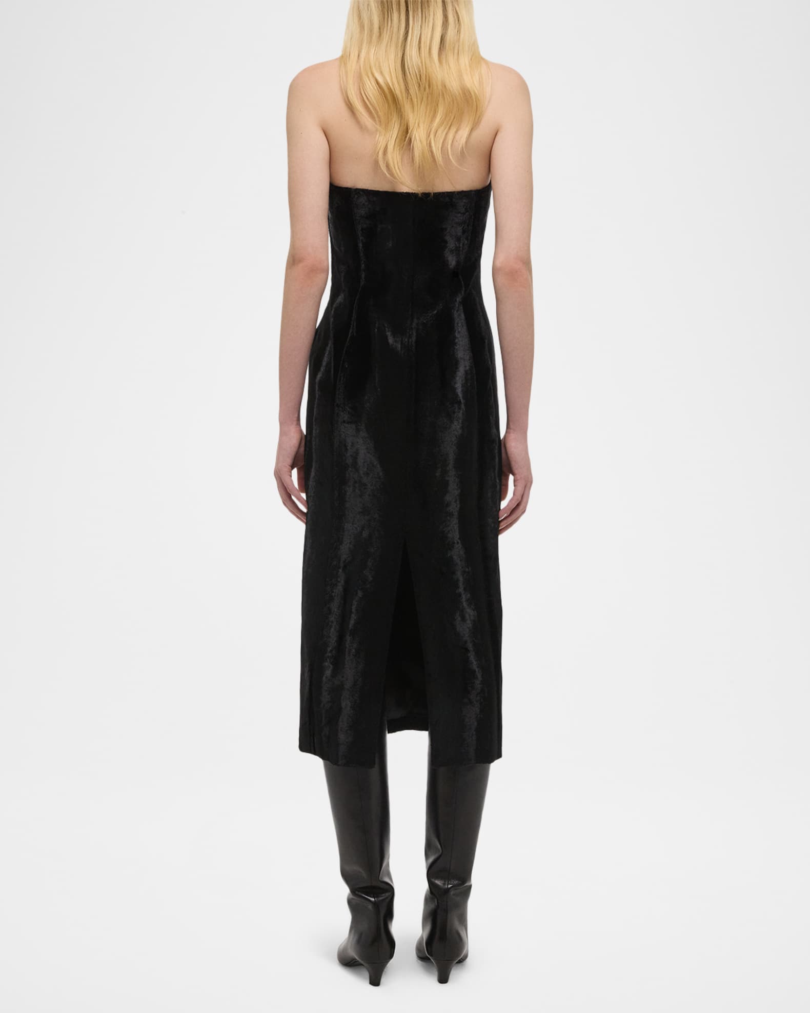 Helmut Lang Women's Pony Faux-Fur Midi-Dress - Black - Size 10