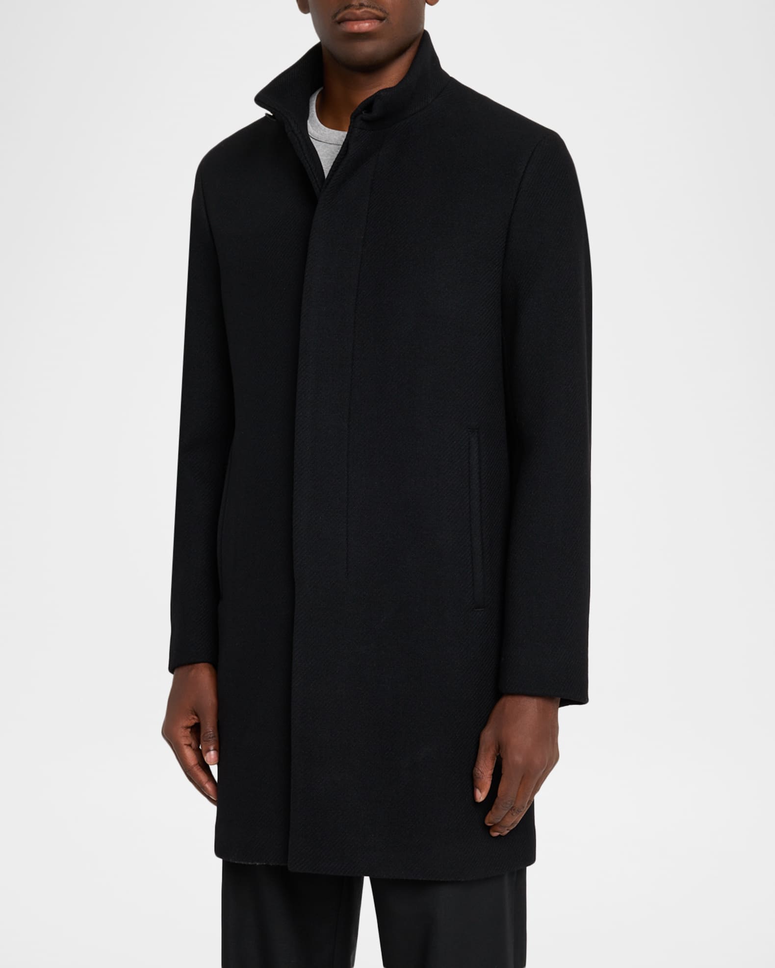Theory Men's Belvin Melton-Textured Wool-Blend Coat | Neiman Marcus