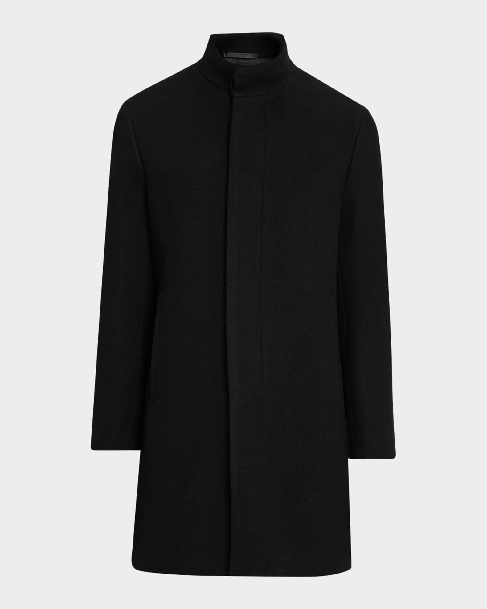 Theory ブラック コート Wool Melton Belvin セオリー Theory Men's Belvin Melton-Textured Wool-Blend Coat | Neiman Marcus